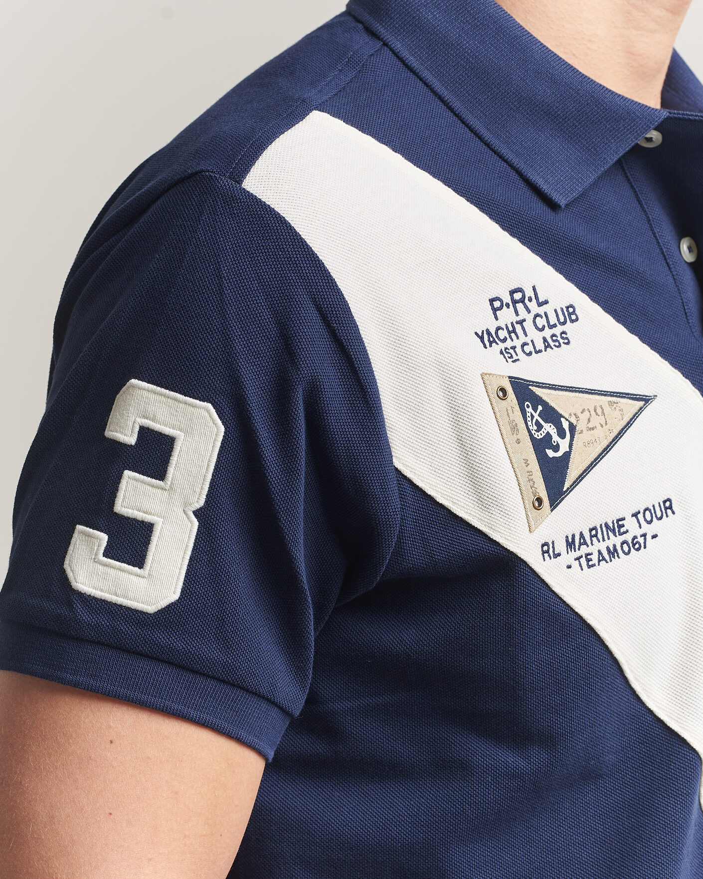 Herre | Polotrøjer | Polo Ralph Lauren | Custom Slim Diagonal Stipe Polo Newport Navy/Nevis