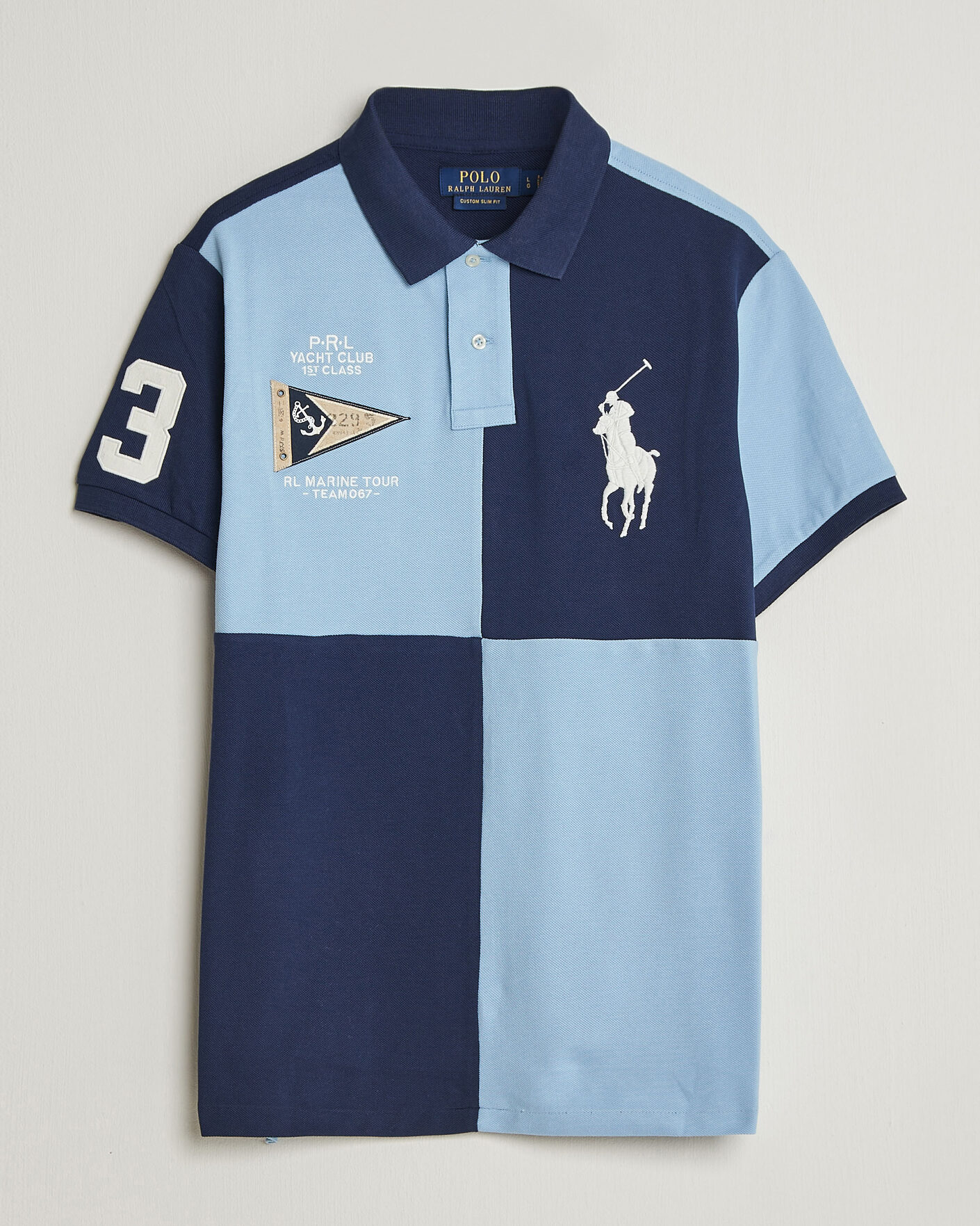 Herre | Polotrøjer | Polo Ralph Lauren | Custom Slim Rugby Block Polo NPT Navy/Powder Blue