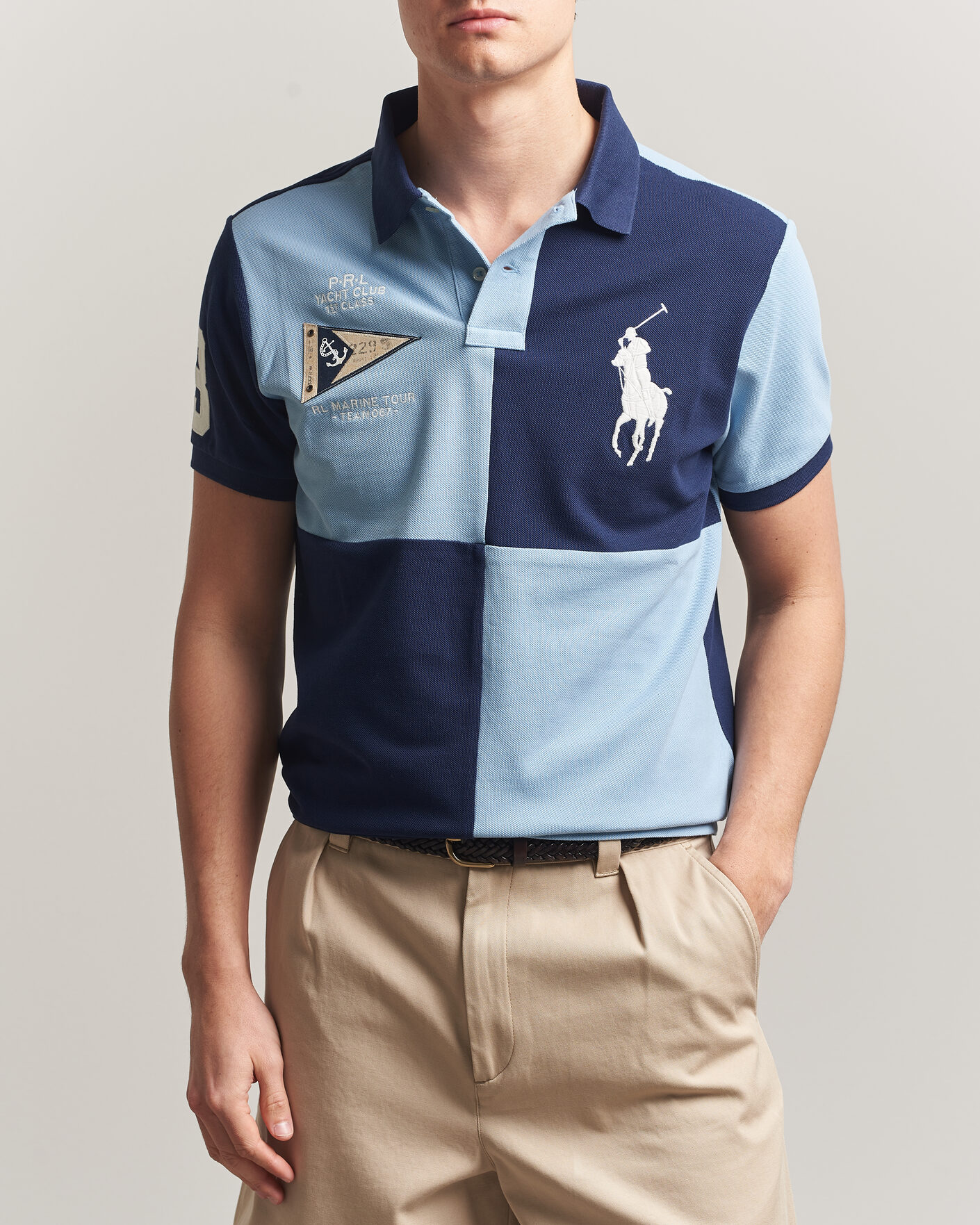 Herre | Polotrøjer | Polo Ralph Lauren | Custom Slim Rugby Block Polo NPT Navy/Powder Blue