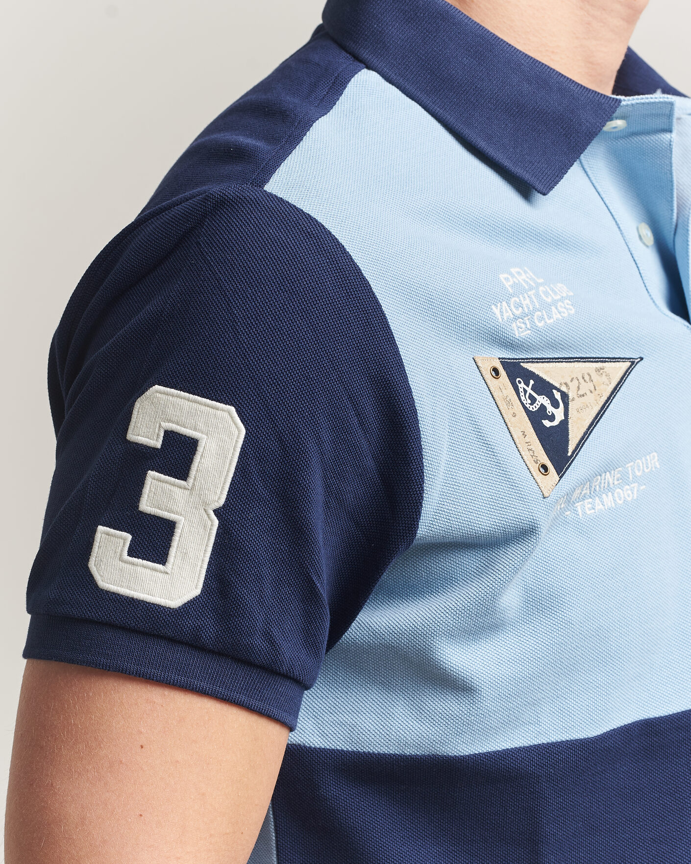 Herre | Polotrøjer | Polo Ralph Lauren | Custom Slim Rugby Block Polo NPT Navy/Powder Blue