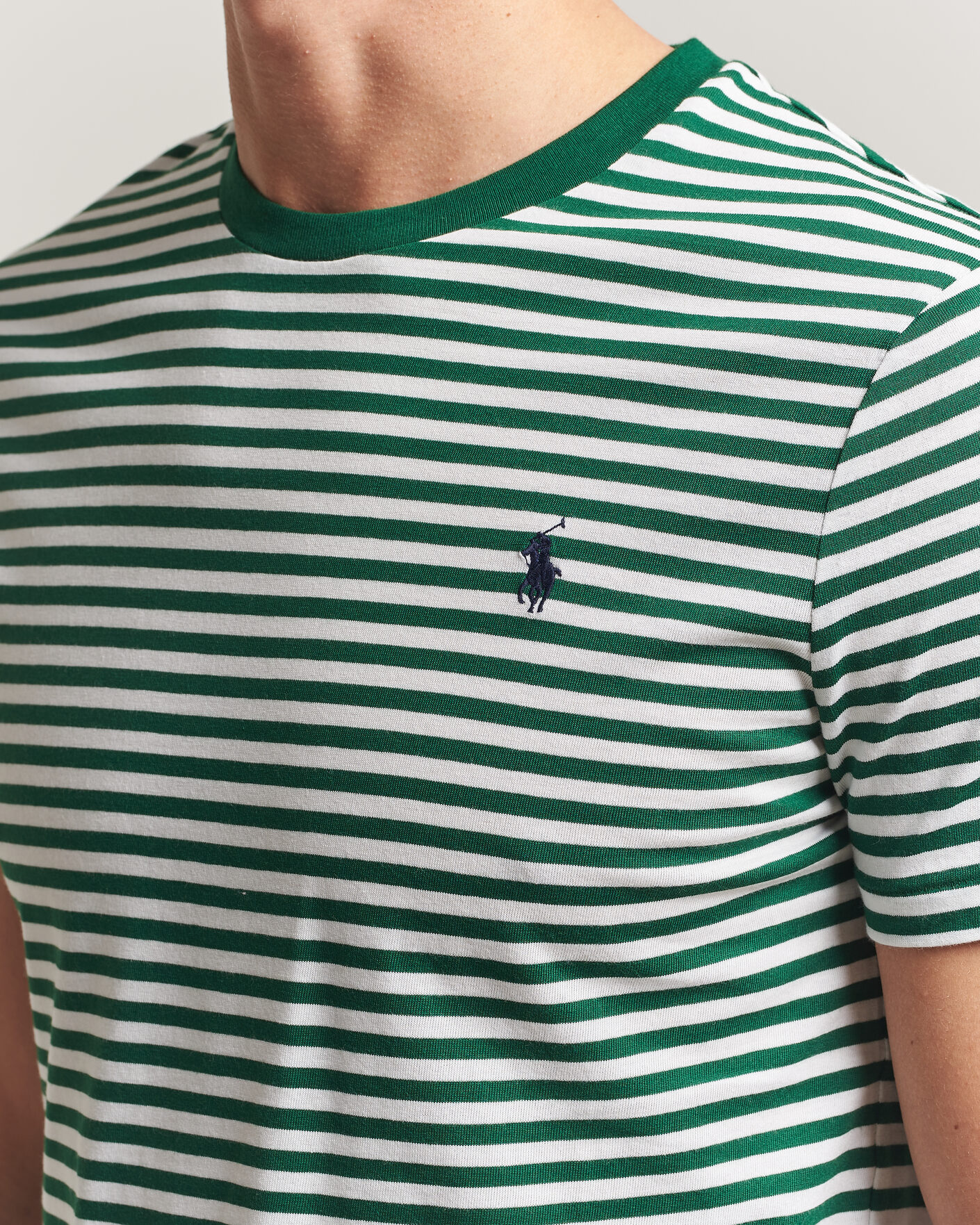 Herre | T-Shirts | Polo Ralph Lauren | Crew Neck Striped T-shirt New Forest/White