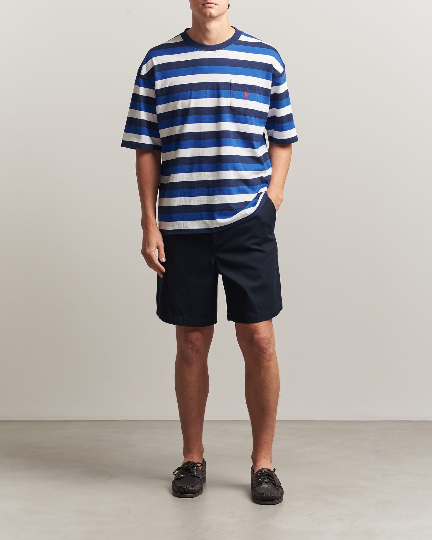 Herre | T-Shirts | Polo Ralph Lauren | Striped Pocket Tee Newport Navy Multi