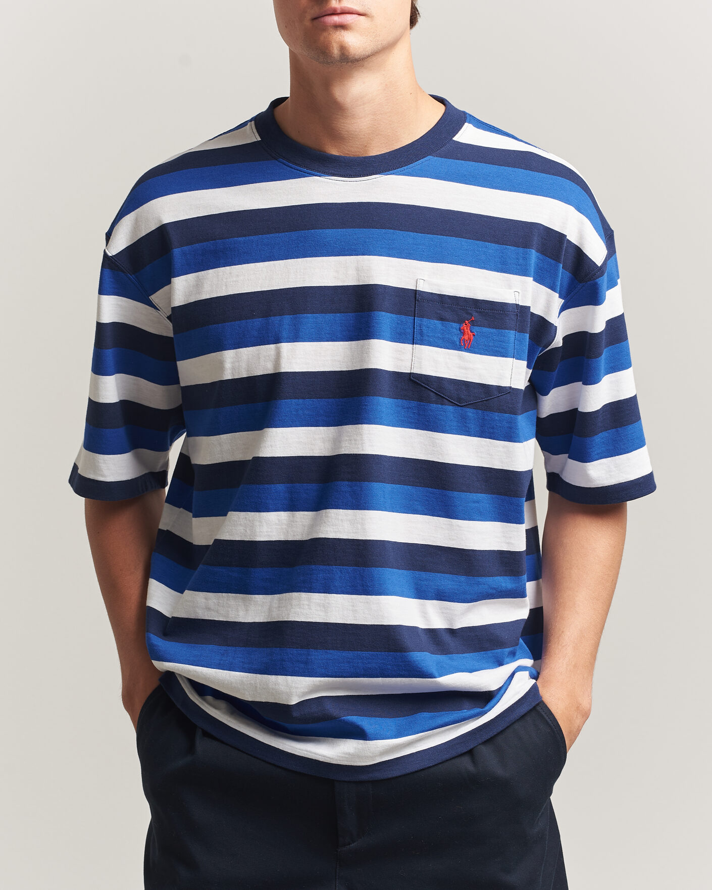 Herre | T-Shirts | Polo Ralph Lauren | Striped Pocket Tee Newport Navy Multi