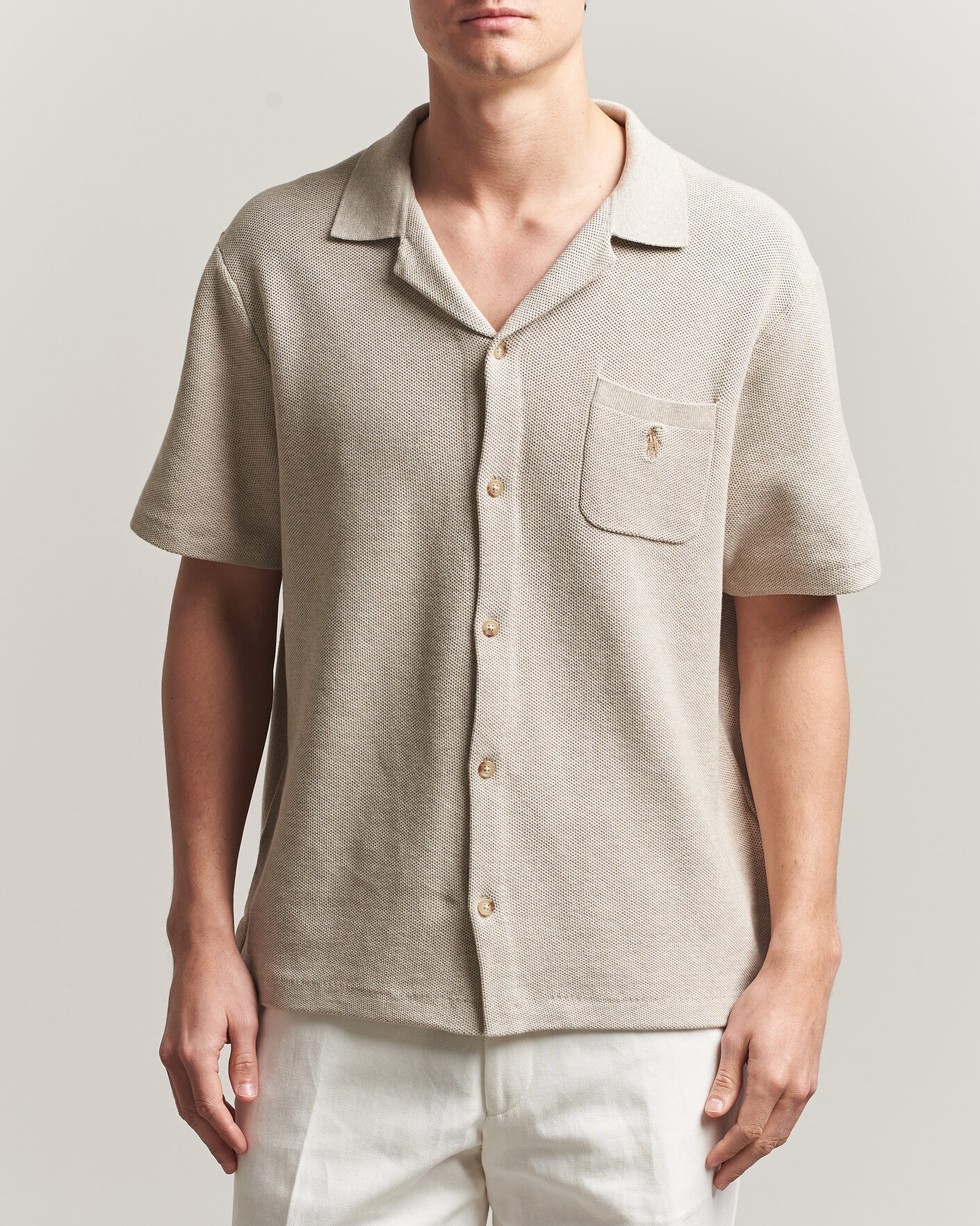 Herre | Skjorter | Polo Ralph Lauren | Textured Camp Collar Cardigan Light Walnut Brown