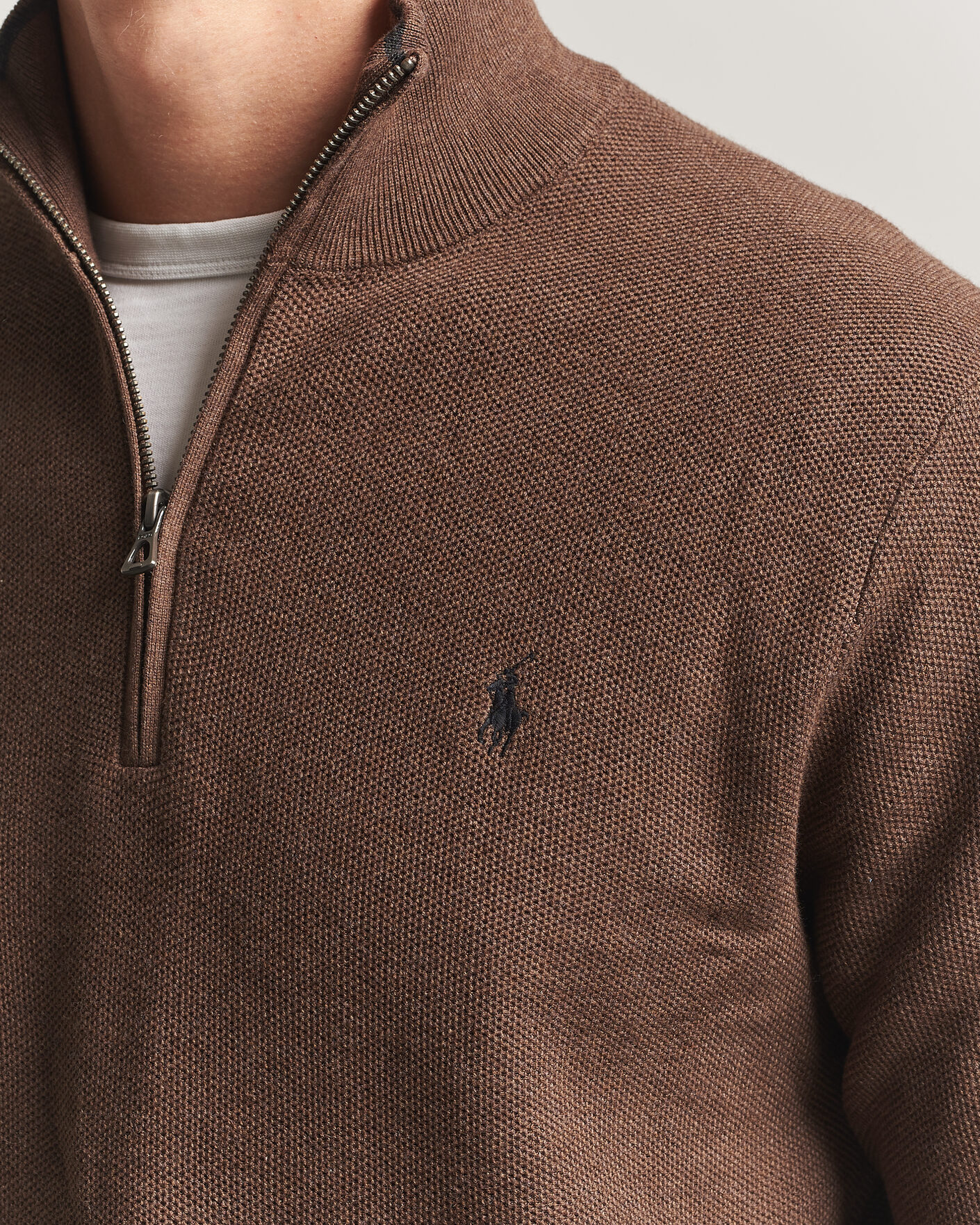 Herre | Trøjer | Polo Ralph Lauren | Textued Half-Zip Nutmeg Brown Heather