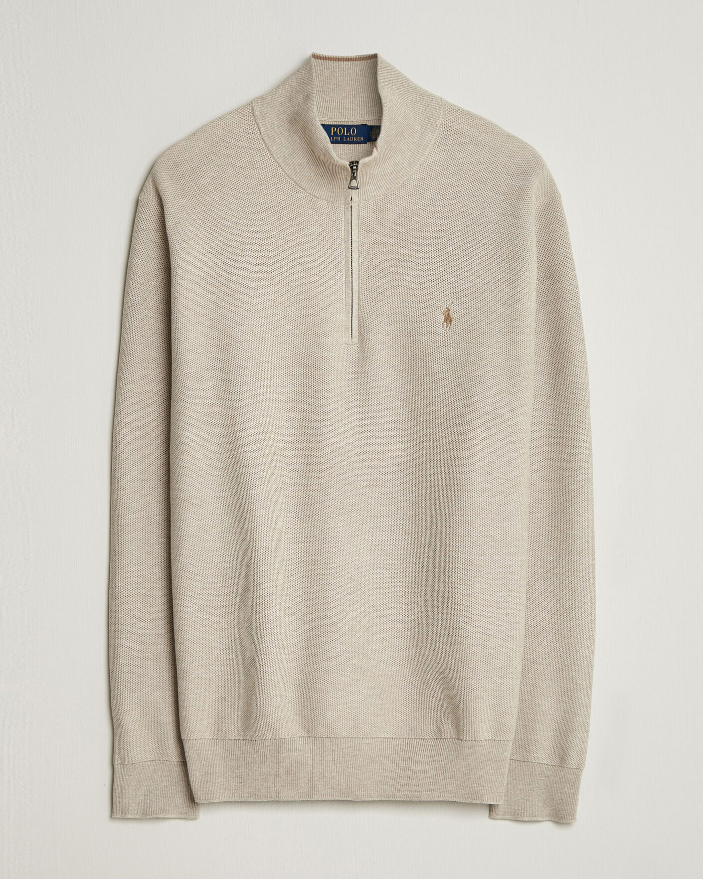 Herre | Trøjer | Polo Ralph Lauren | Textued Half-Zip Light Walnut Brown Heather
