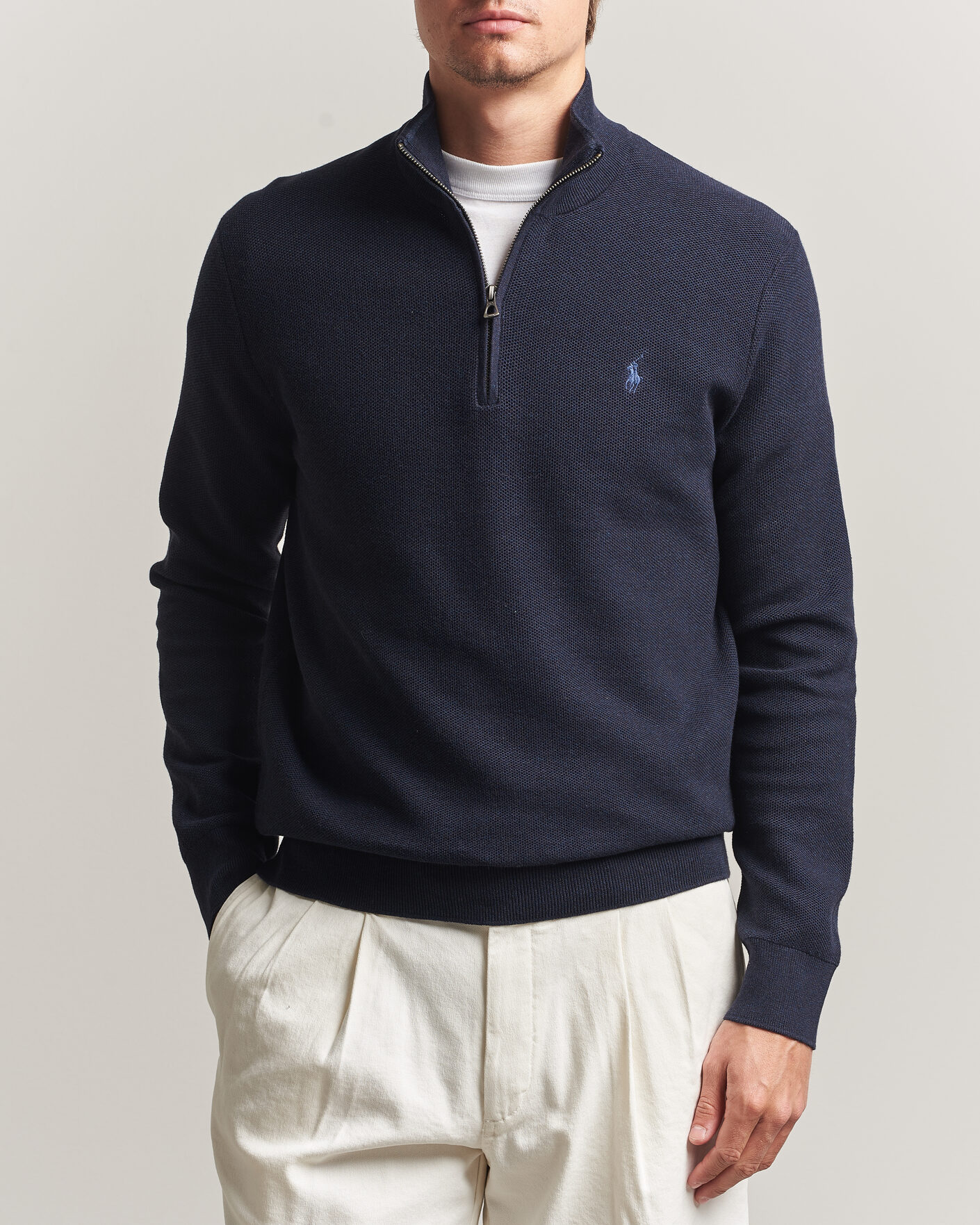 Herre | Trøjer | Polo Ralph Lauren | Textued Half-Zip Navy Heather
