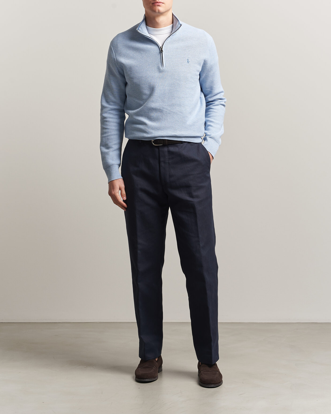 Herre | Trøjer | Polo Ralph Lauren | Textured Half-Zip Blue Hyacinth Heather