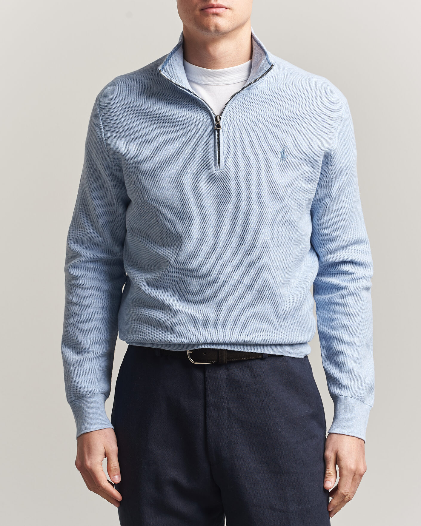 Herre | Trøjer | Polo Ralph Lauren | Textued Half-Zip Blue Hyacinth Heather