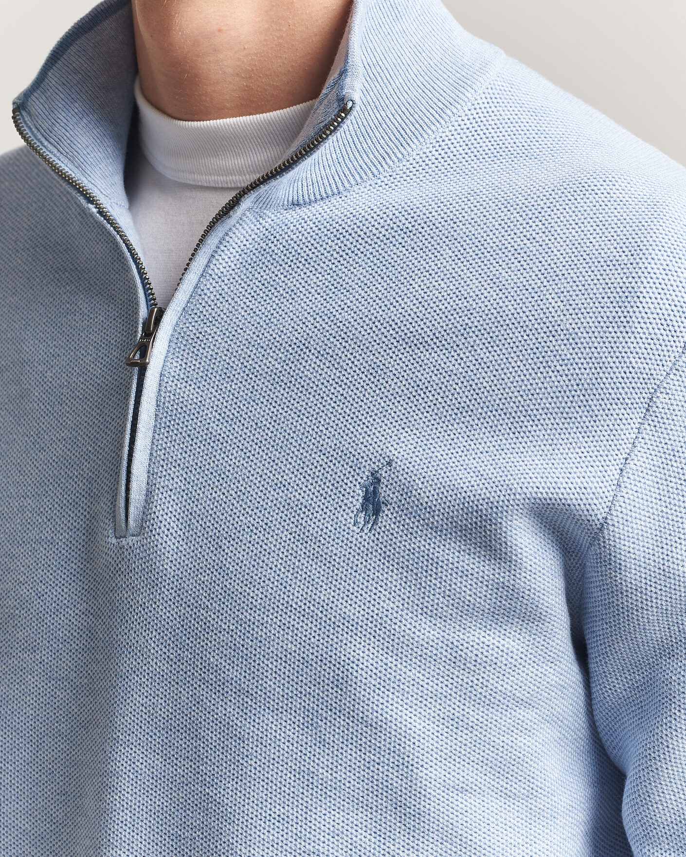 Herre | Trøjer | Polo Ralph Lauren | Textured Half-Zip Blue Hyacinth Heather