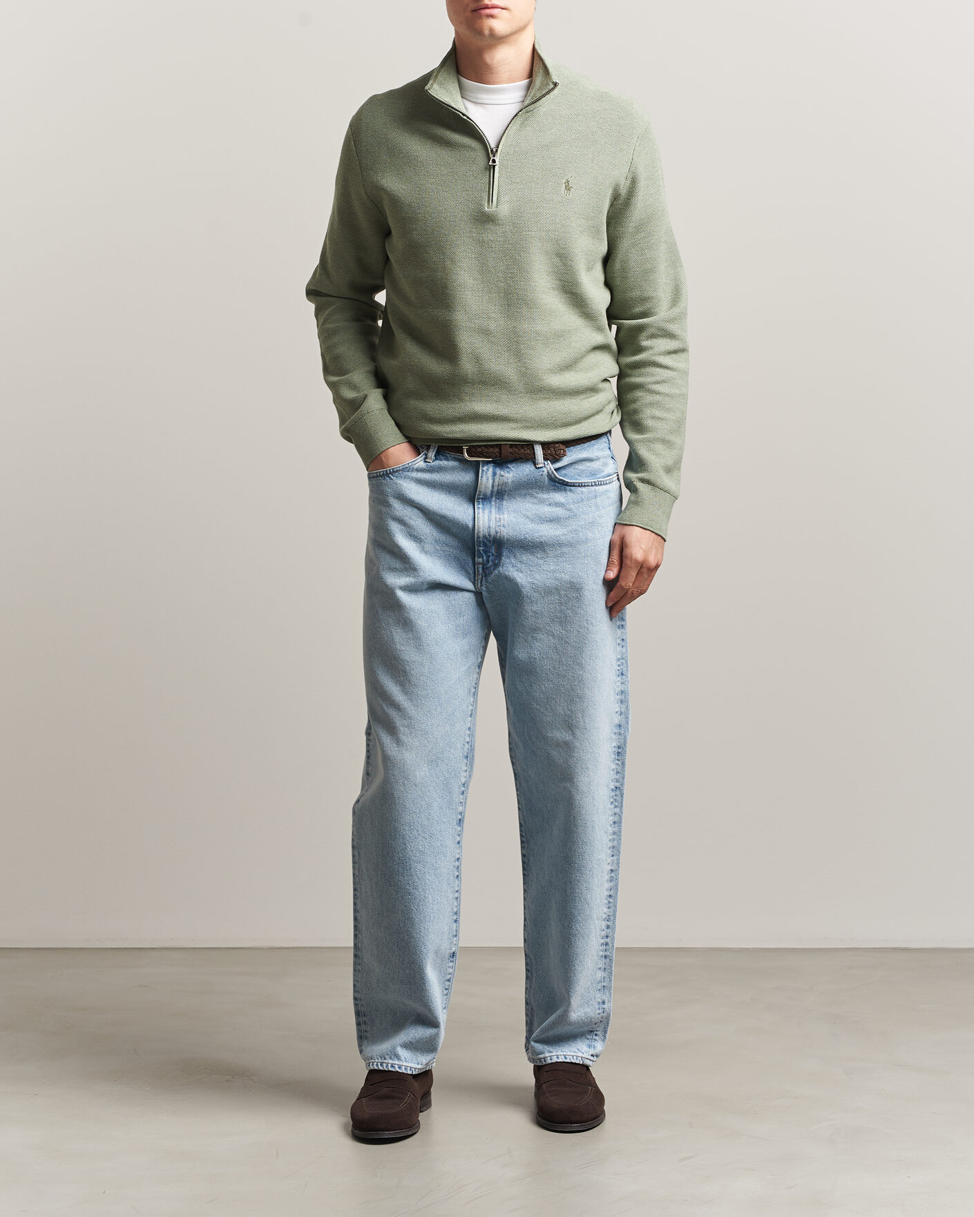 Herre | Trøjer | Polo Ralph Lauren | Textued Half-Zip Fern Green Heather