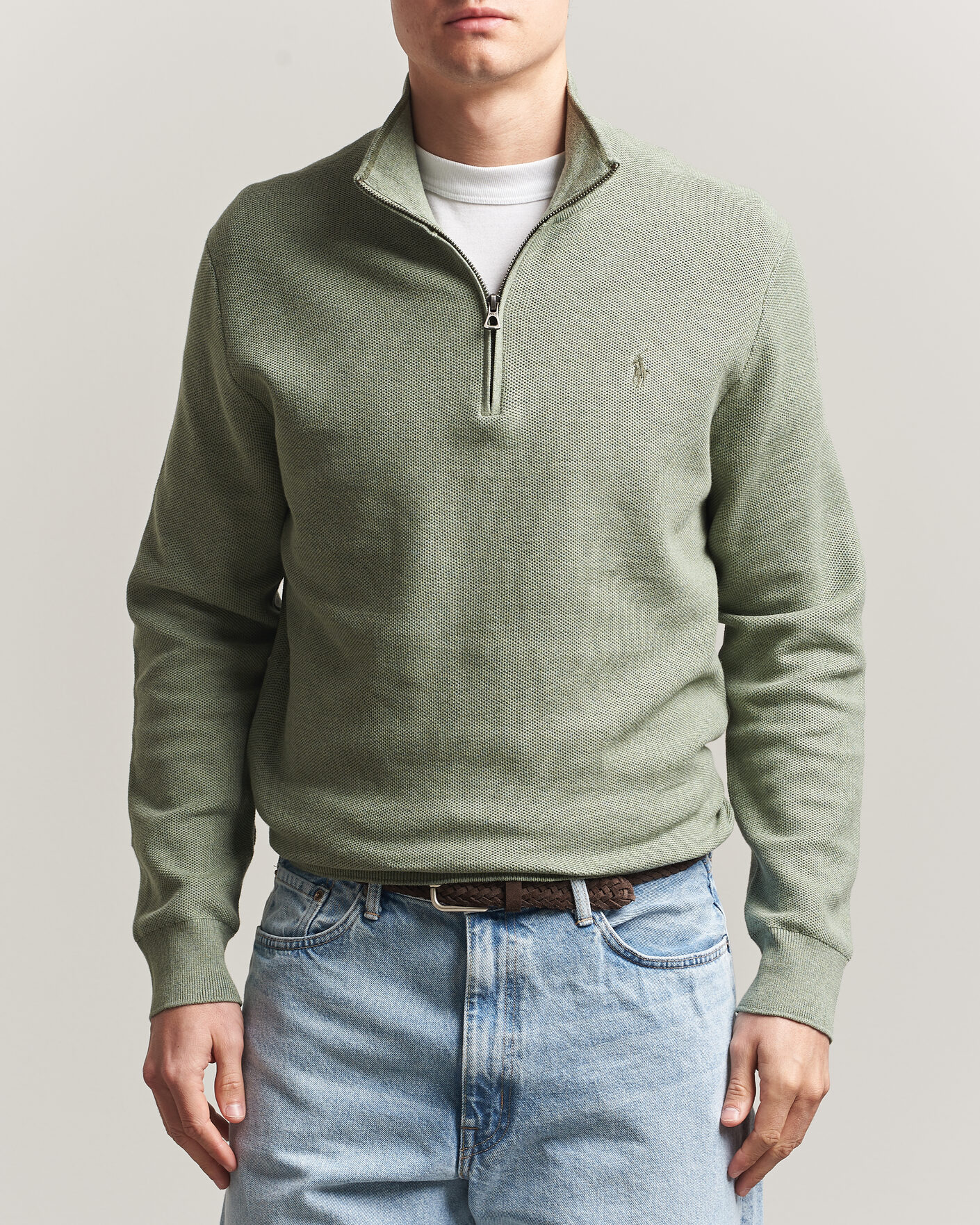 Herre | Trøjer | Polo Ralph Lauren | Textued Half-Zip Fern Green Heather