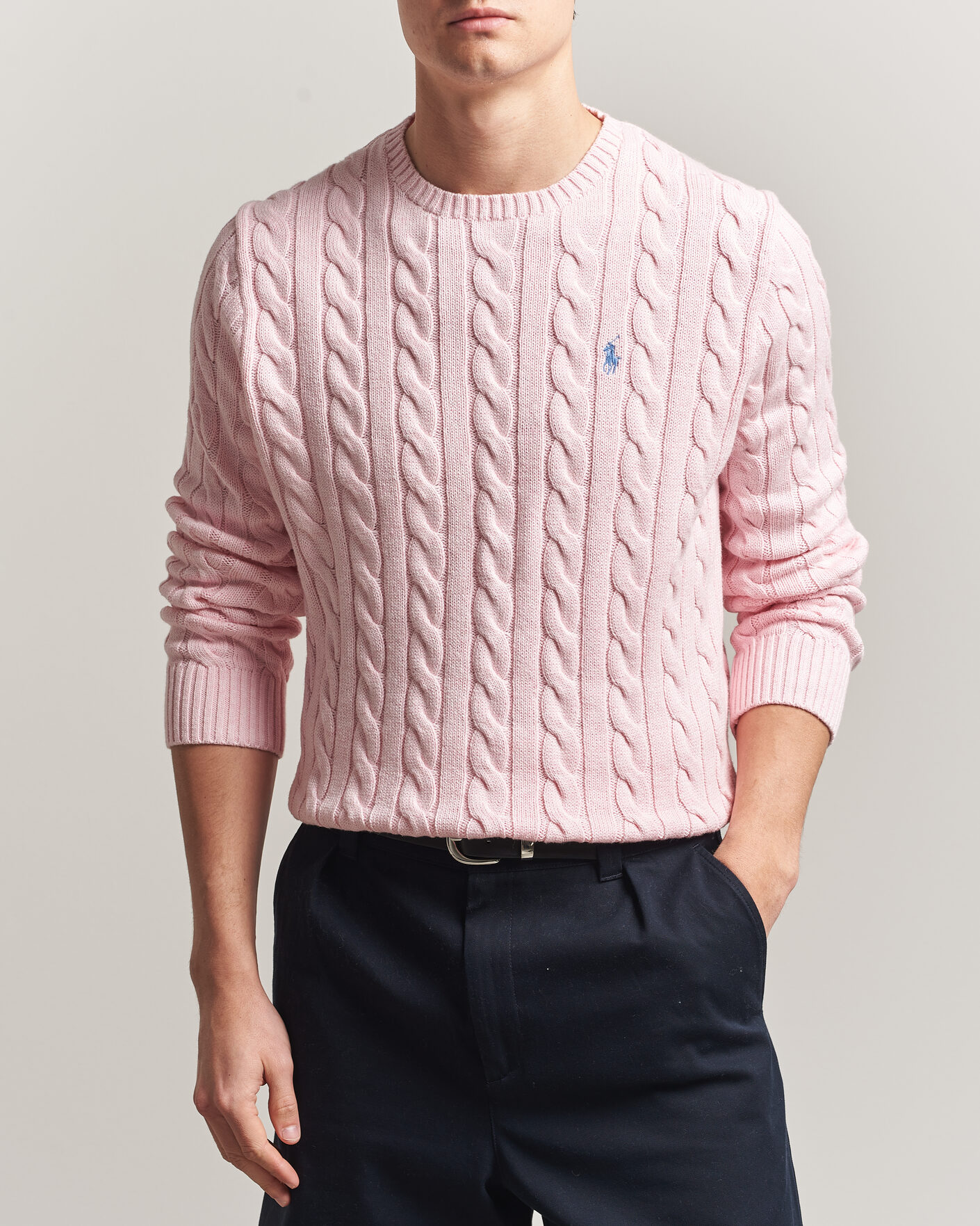 Herre | Trøjer | Polo Ralph Lauren | Cotton Cable Pullover Ballet Pink Heather