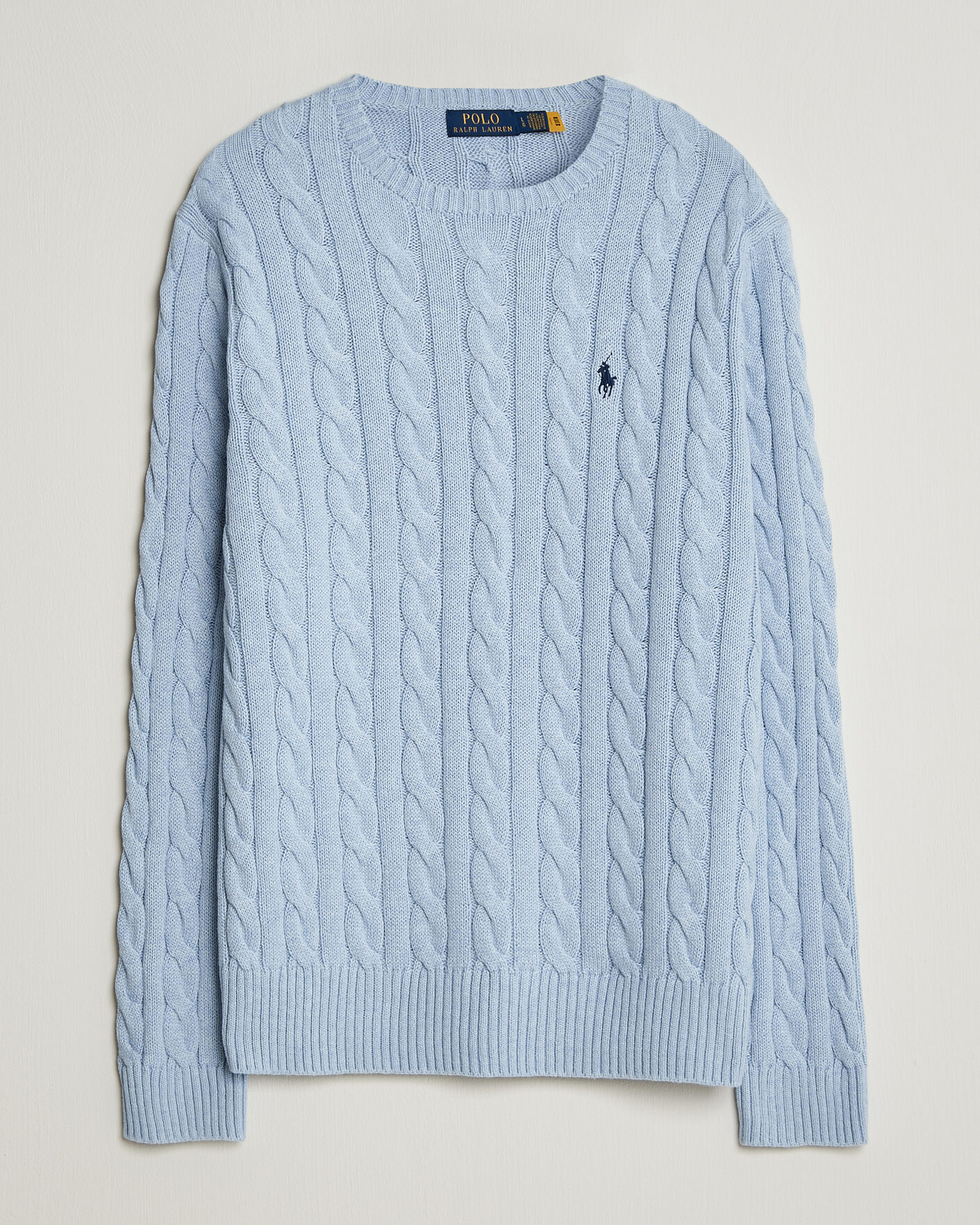 Herre | Trøjer | Polo Ralph Lauren | Cotton Cable Pullover Blue Hyacinth Heather
