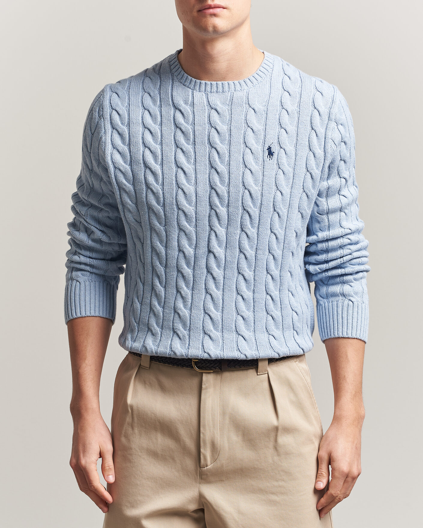 Herre | Trøjer | Polo Ralph Lauren | Cotton Cable Pullover Blue Hyacinth Heather
