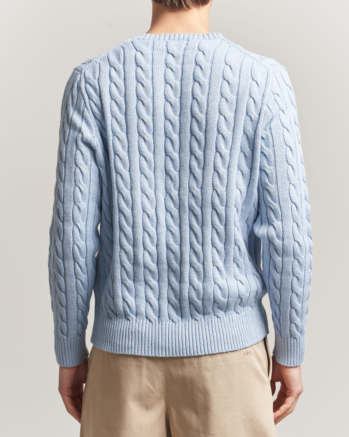 Herre | Trøjer | Polo Ralph Lauren | Cotton Cable Pullover Blue Hyacinth Heather