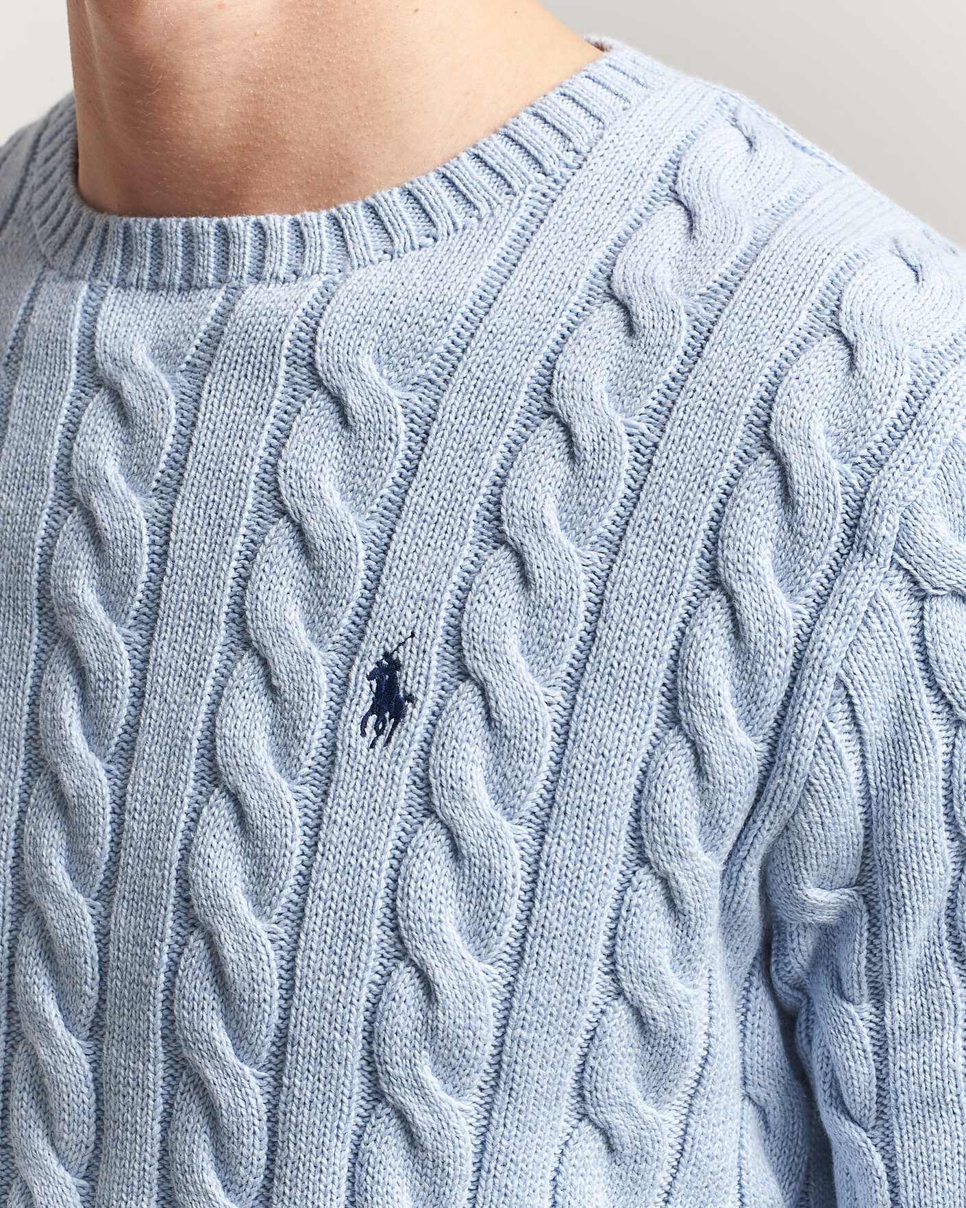 Herre | Trøjer | Polo Ralph Lauren | Cotton Cable Pullover Blue Hyacinth Heather