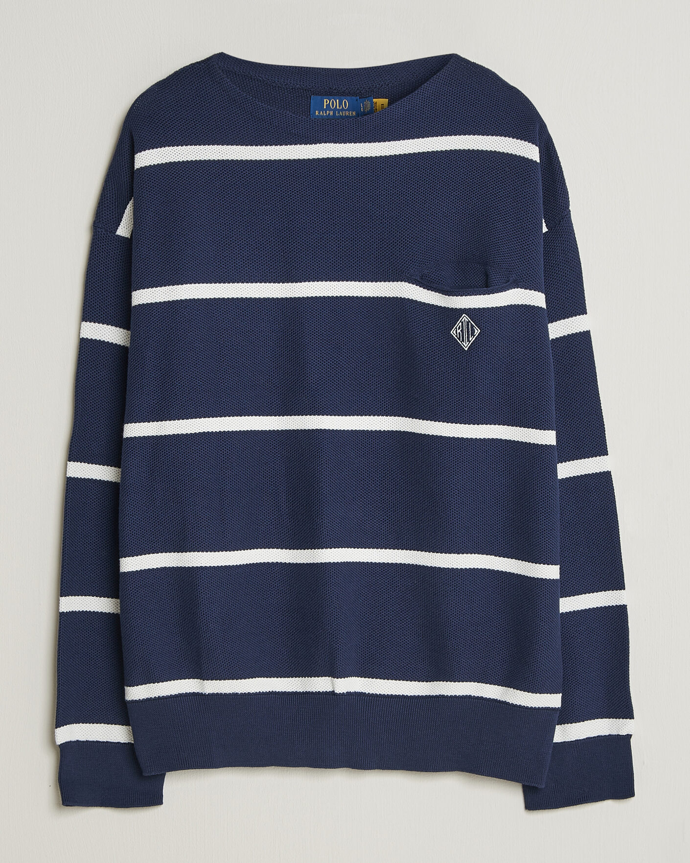 Herre | Trøjer | Polo Ralph Lauren | Striped Boat Neck Sweater Navy Combo