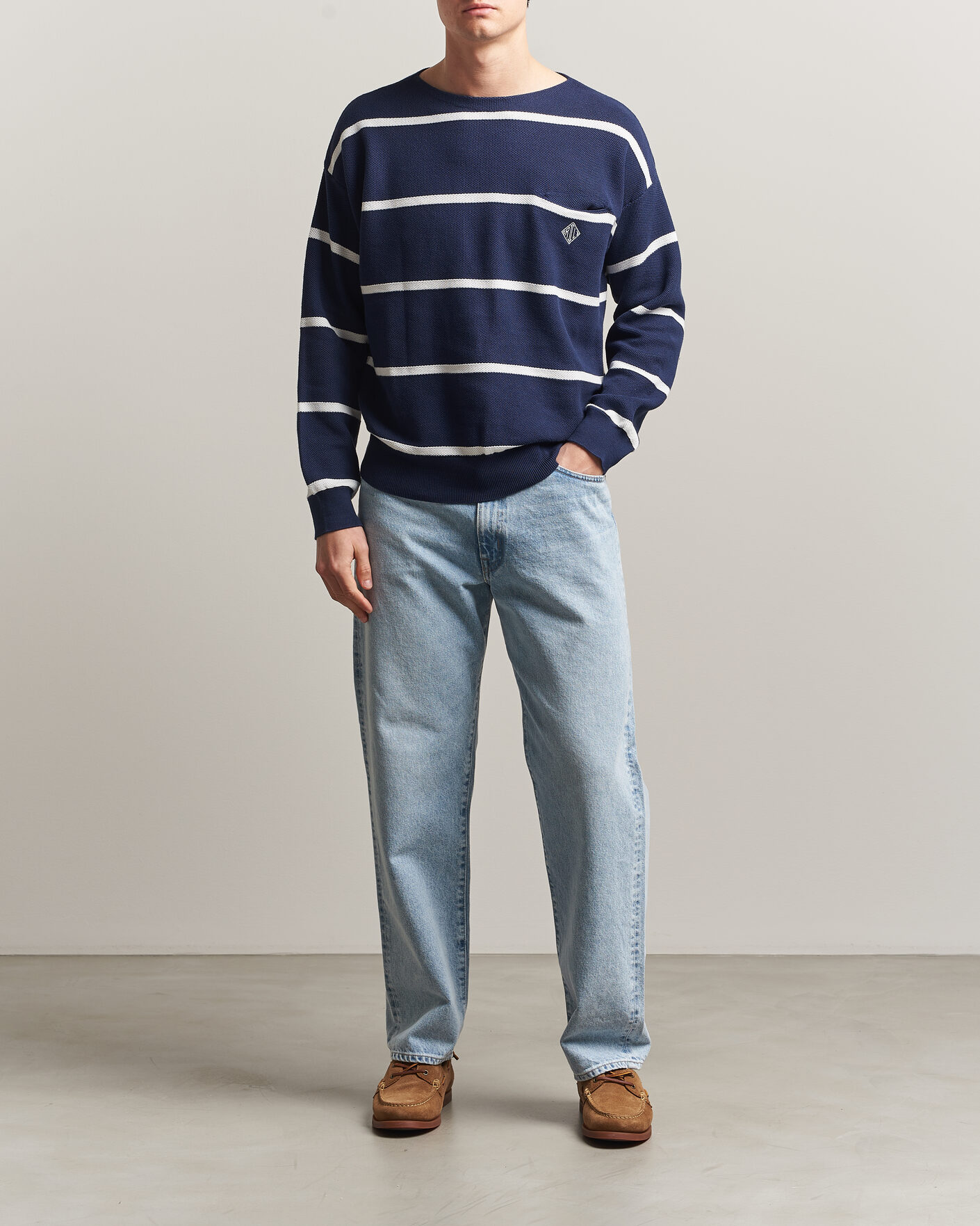 Herre | Trøjer | Polo Ralph Lauren | Striped Boat Neck Sweater Navy Combo