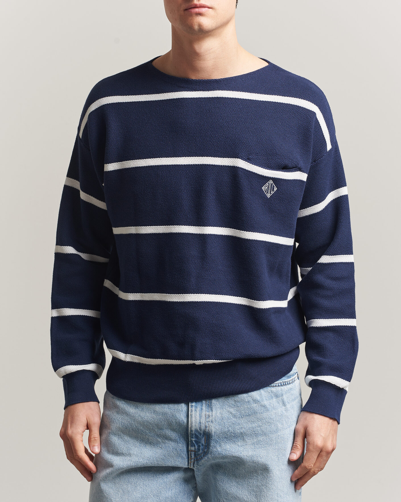 Herre | Trøjer | Polo Ralph Lauren | Striped Boat Neck Sweater Navy Combo