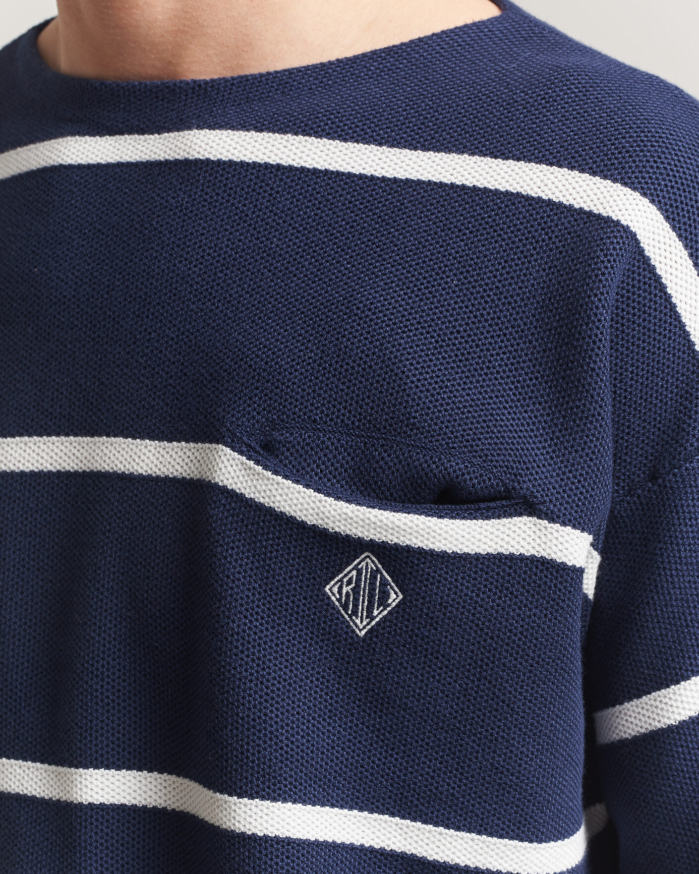 Herre | Trøjer | Polo Ralph Lauren | Striped Boat Neck Sweater Navy Combo