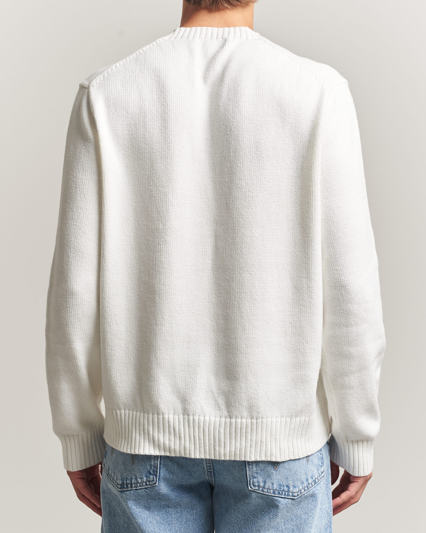 Herre | Trøjer | Polo Ralph Lauren | Newport Bear Cotton/Linen Sweater Deckwash White