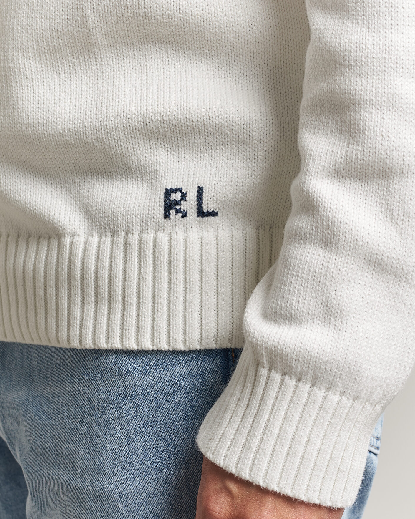 Herre | Trøjer | Polo Ralph Lauren | Newport Bear Cotton/Linen Sweater Deckwash White