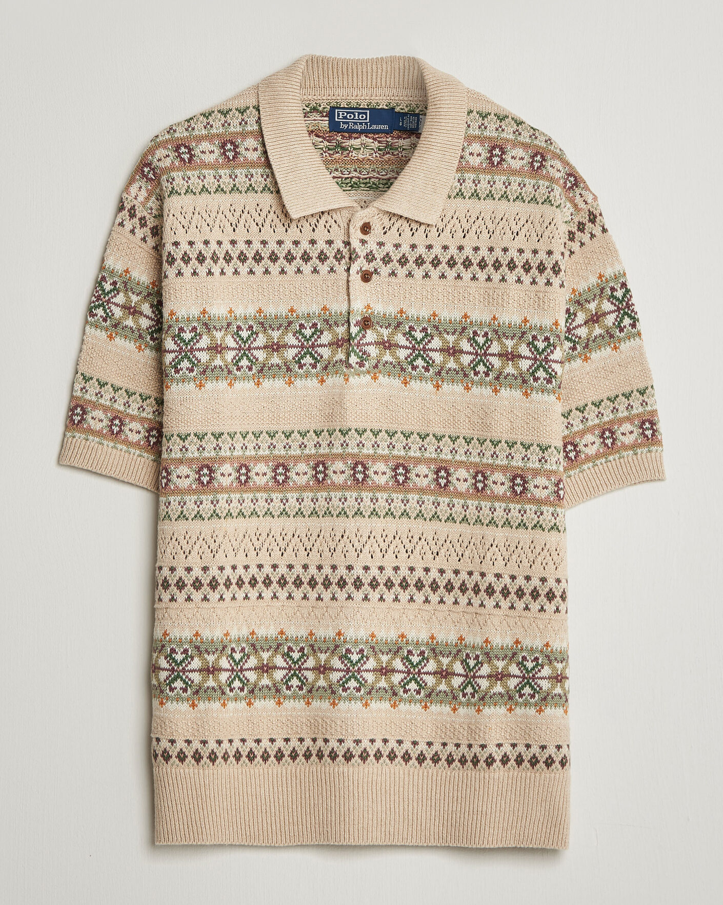 Herre | Trøjer | Polo Ralph Lauren | Cotton/Linen Fairisle Polo Tan Combo