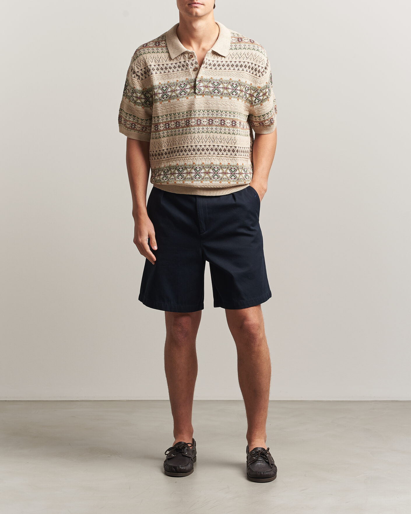 Herre | Trøjer | Polo Ralph Lauren | Cotton/Linen Fairisle Polo Tan Combo