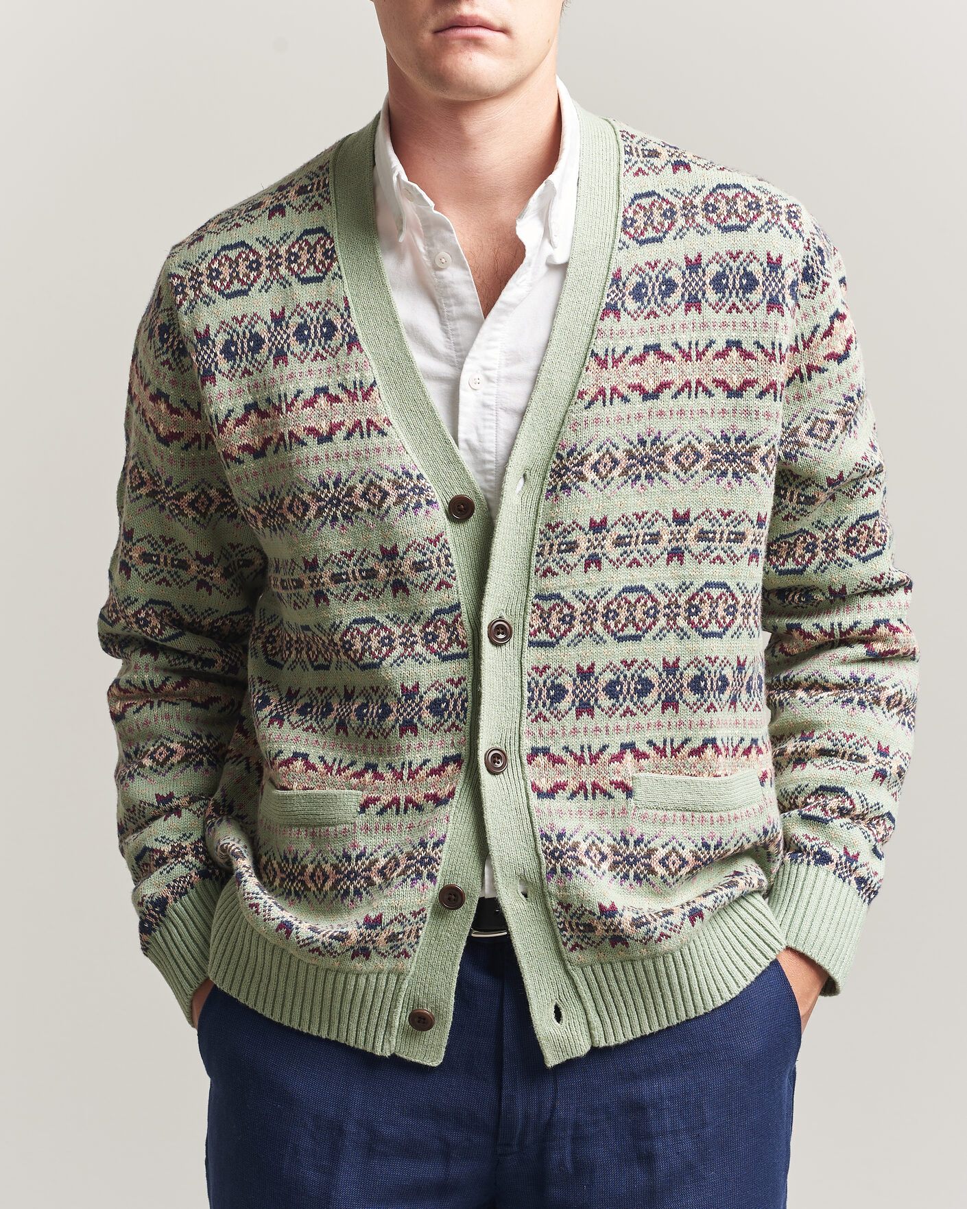 Herre | Trøjer | Polo Ralph Lauren | Cotton/Linen Fairisle Cardigan Green Combo
