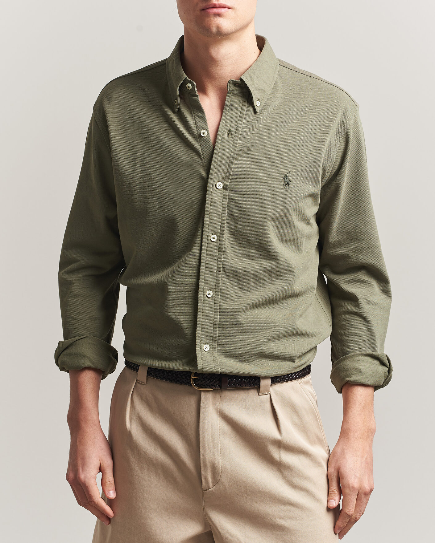 Herre | Skjorter | Polo Ralph Lauren | Featherweight Mesh Shirt Cruise Olive