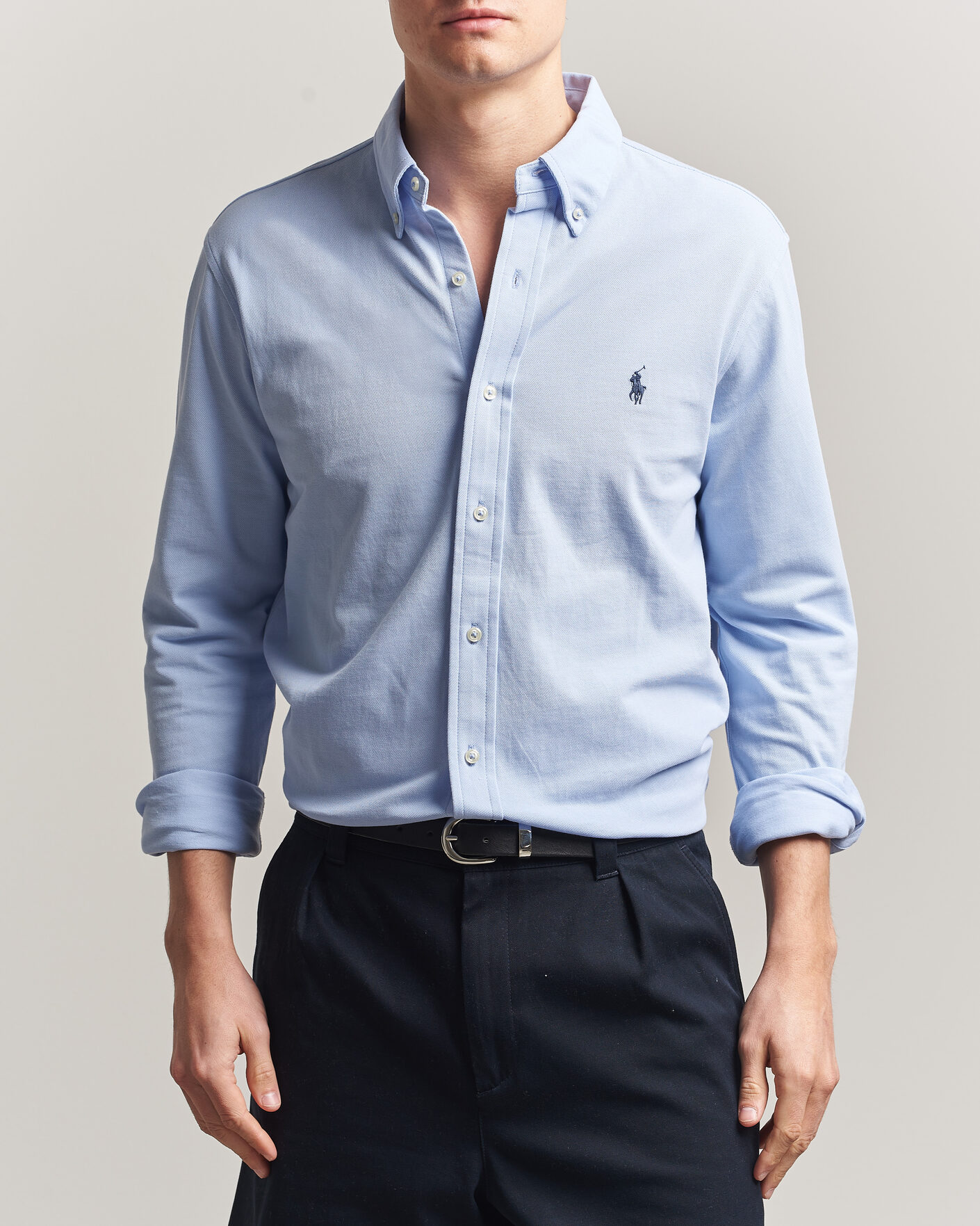Herre | Skjorter | Polo Ralph Lauren | Featherweight Mesh Shirt Pebble Blue