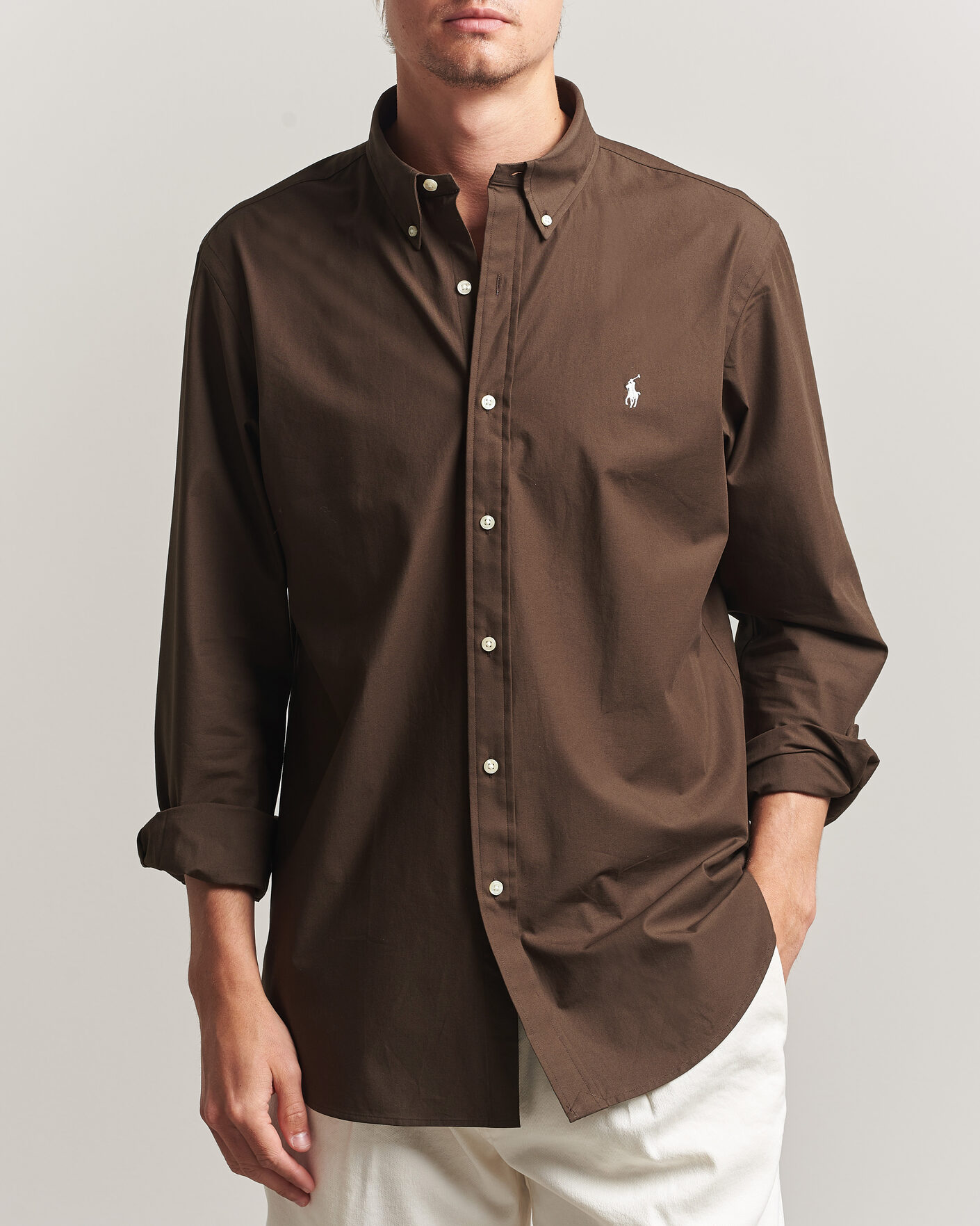 Herre | Skjorter | Polo Ralph Lauren | Custom Fit Poplin Shirt Nutmeg Brown