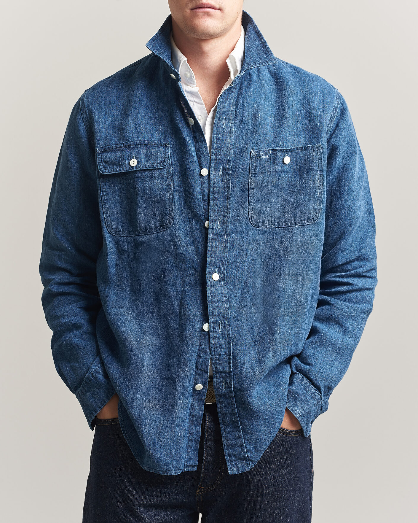 Herre | Skjorter | Polo Ralph Lauren | Indigo/Linen Western Shirt Medium Wash