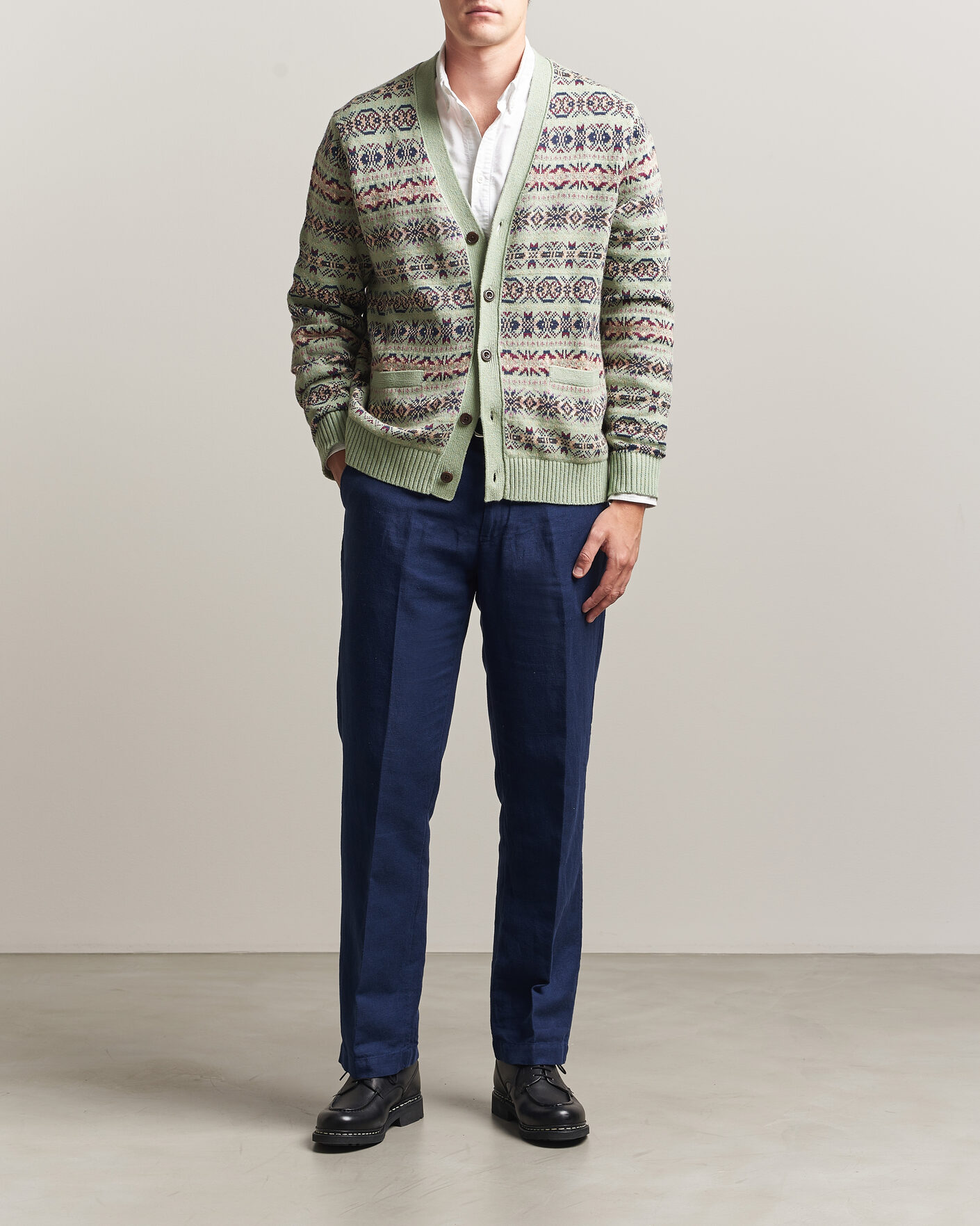 Herre | Bukser | Polo Ralph Lauren | Cotton/Linen Houndstooth Pants Newport Navy
