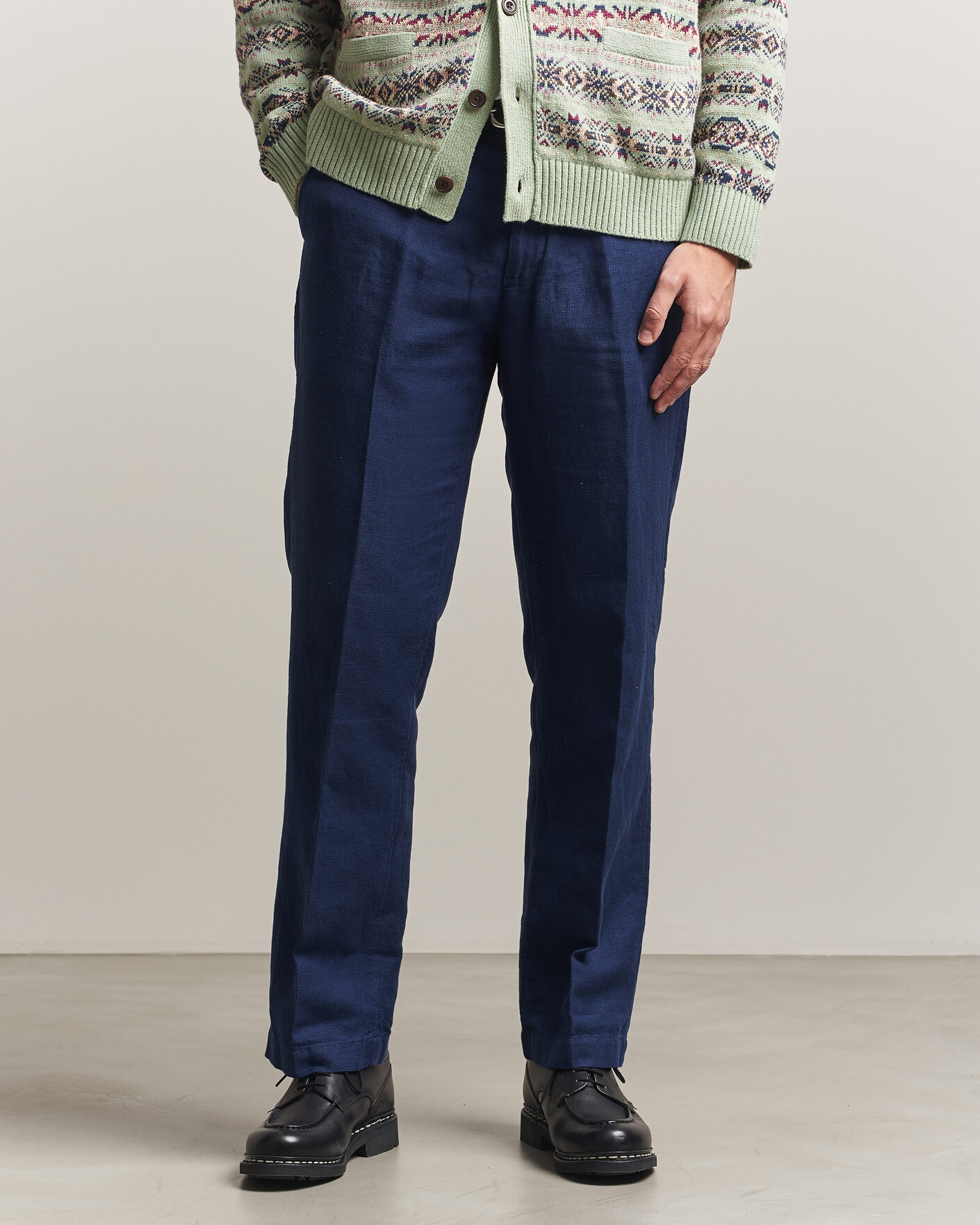 Herre | Bukser | Polo Ralph Lauren | Cotton/Linen Houndstooth Pants Newport Navy