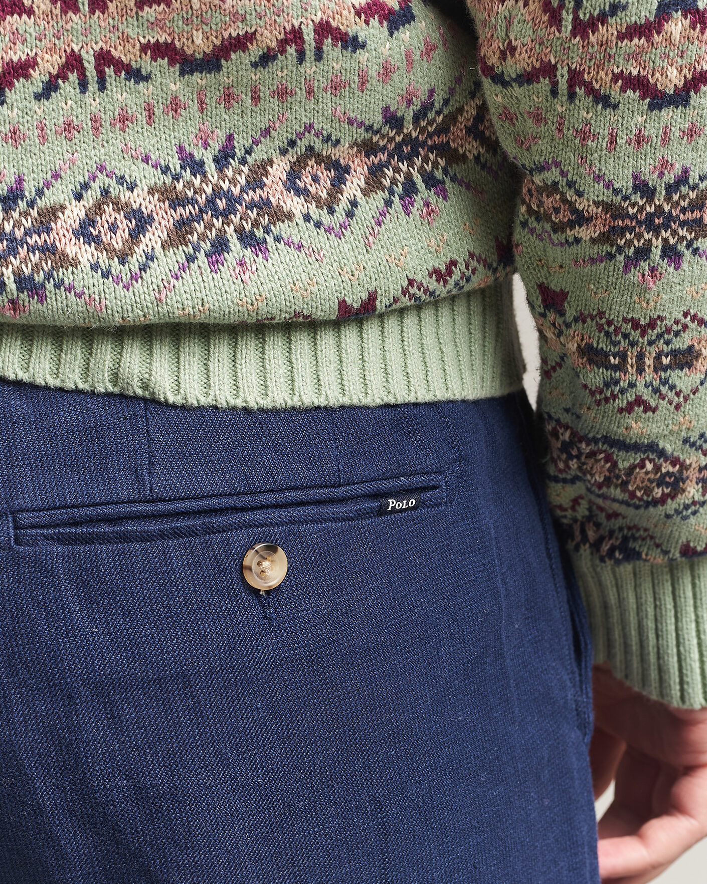 Herre | Bukser | Polo Ralph Lauren | Cotton/Linen Houndstooth Pants Newport Navy