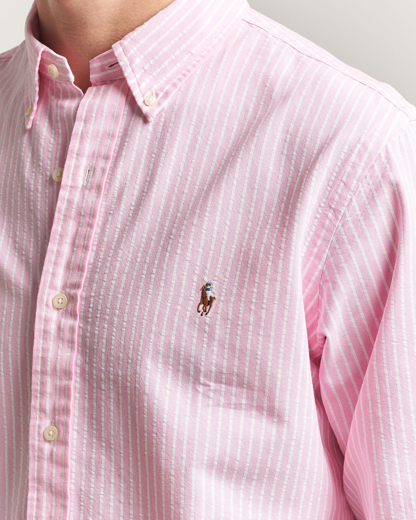 Herre | Skjorter | Polo Ralph Lauren | Custom Fit Seersucker/Oxford Stripe Shirt New Rose