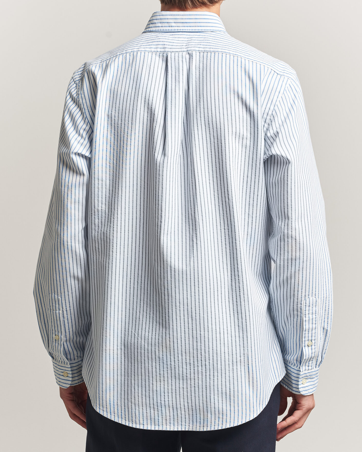 Herre | Skjorter | Polo Ralph Lauren | Custom Fit Seersucker/Oxford Stripe Shirt White/Blue
