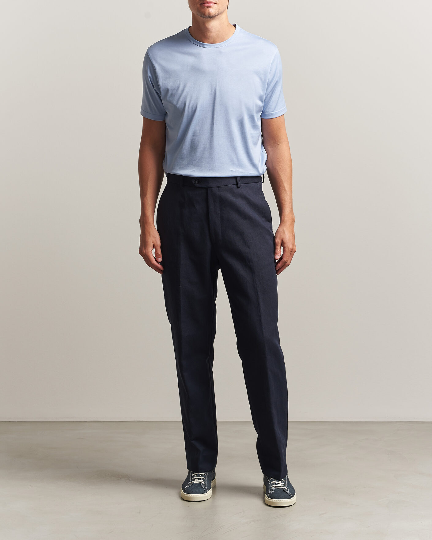 Herre | T-Shirts | Sunspel | Crew Neck Q82 Cotton T-Shirt Sky Blue