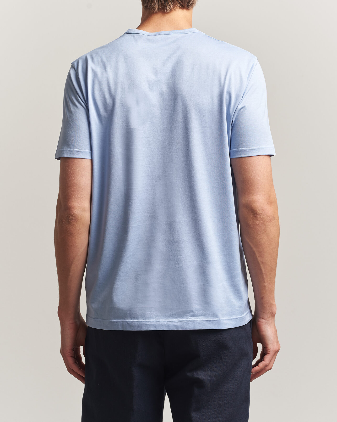 Herre | T-Shirts | Sunspel | Crew Neck Q82 Cotton T-Shirt Sky Blue