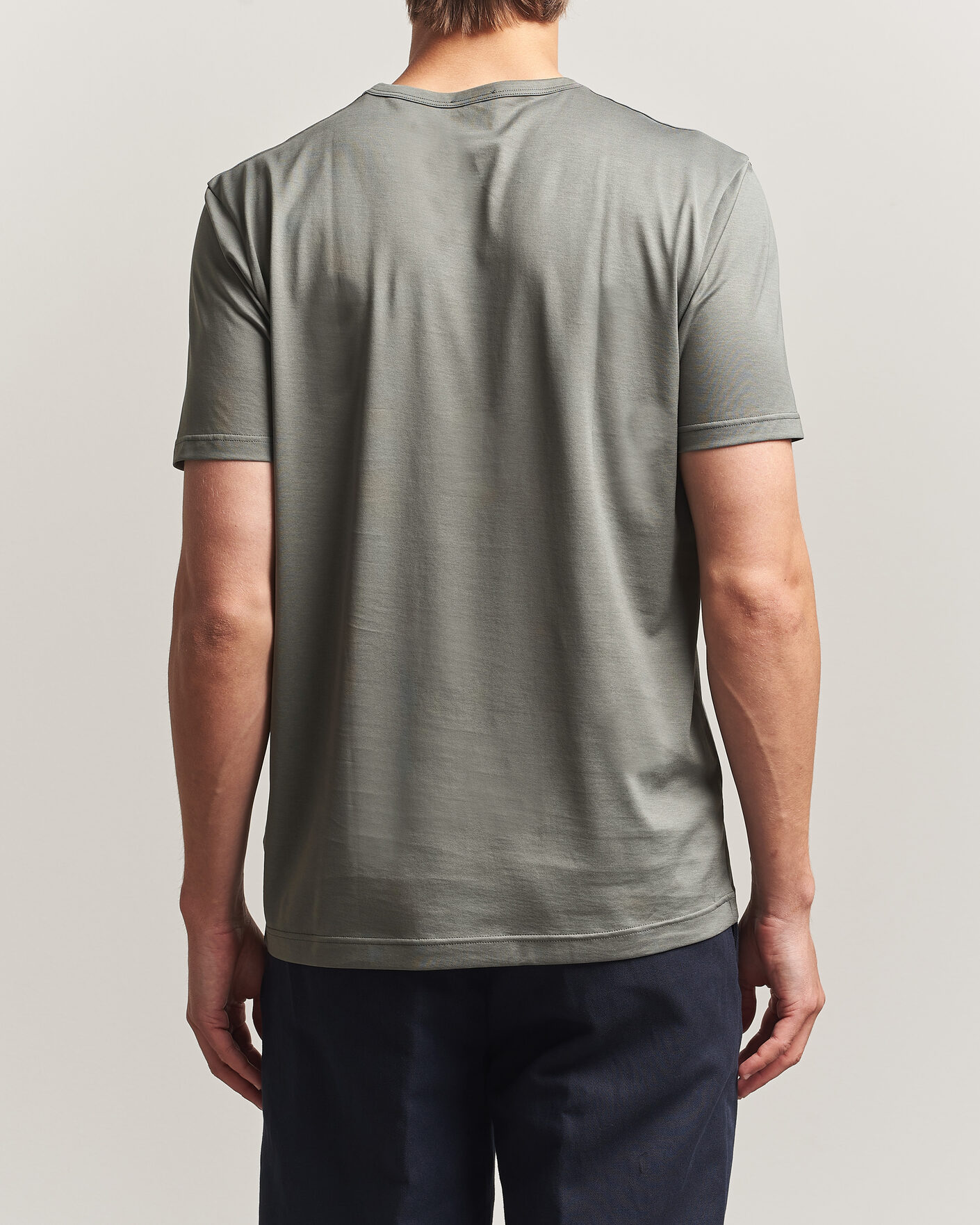 Herre | T-Shirts | Sunspel | Crew Neck Q82 Cotton T-Shirt Fossil Grey