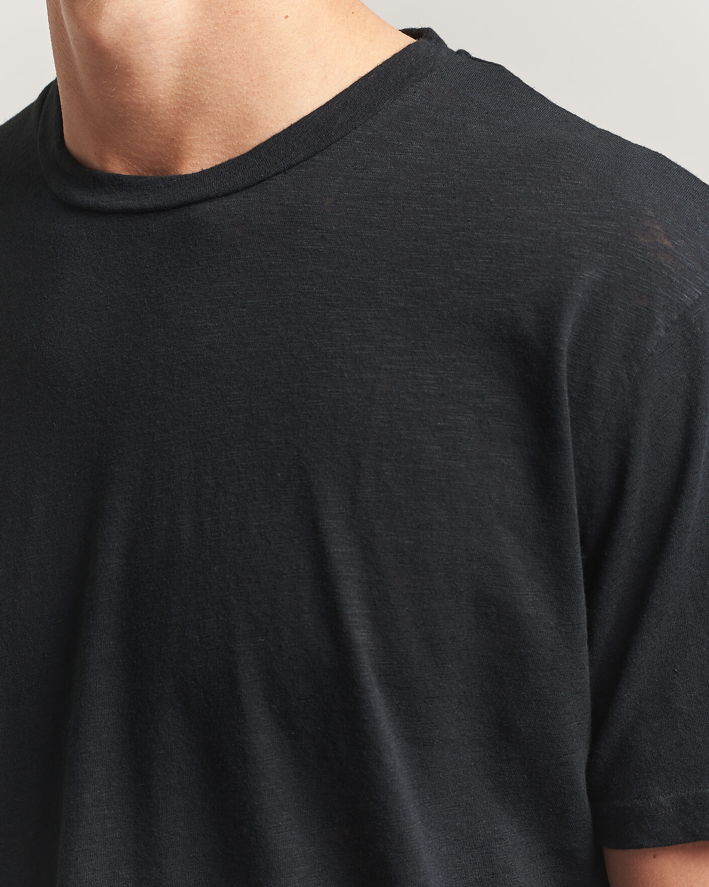 Herre | T-Shirts | Sunspel | Pima Cotton/Linen T-Shirt Black