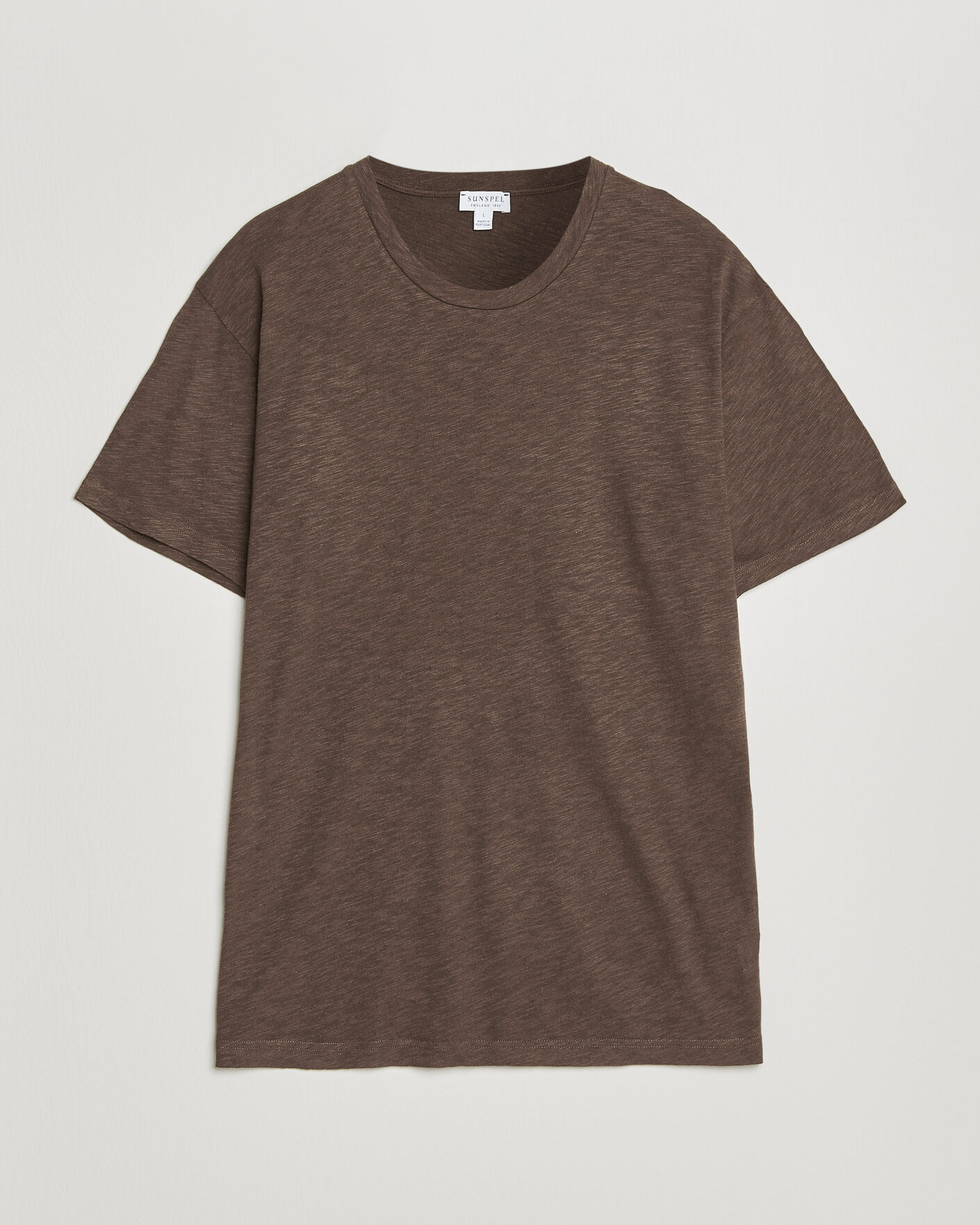 Herre | T-Shirts | Sunspel | Pima Cotton/Linen T-Shirt Dark Walnut