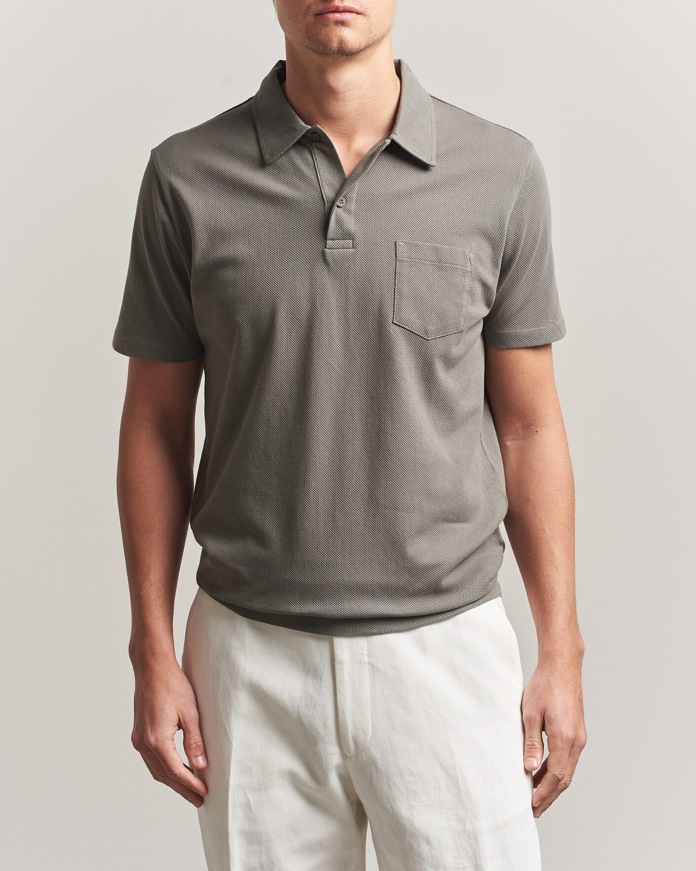 Herre | Polotrøjer | Sunspel | Riviera Polo Shirt Fossil Grey