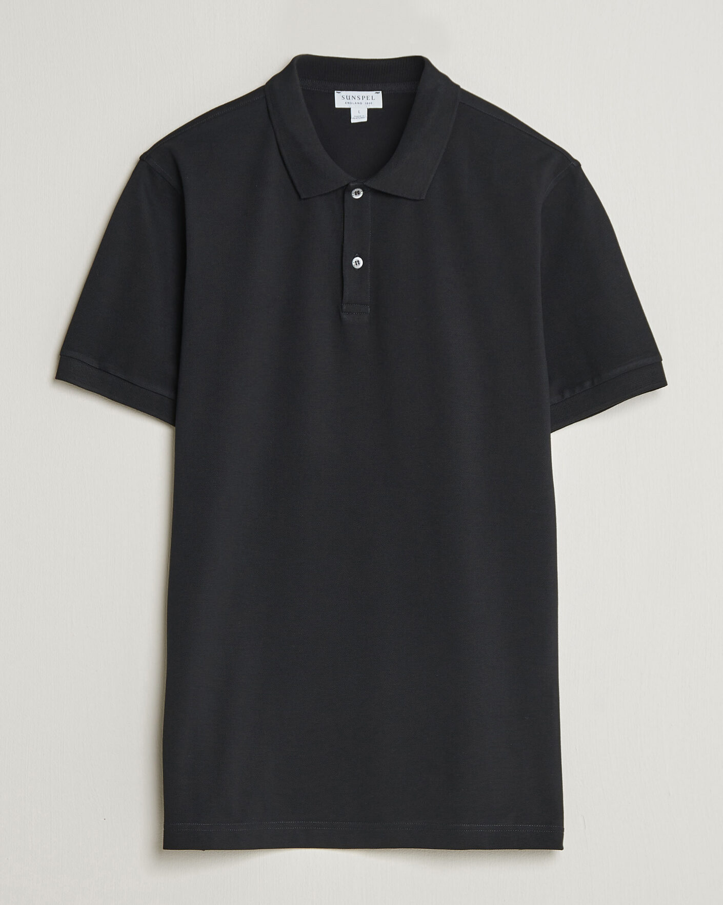 Herre | Polotrøjer | Sunspel | Short Sleeve Pique Polo Black