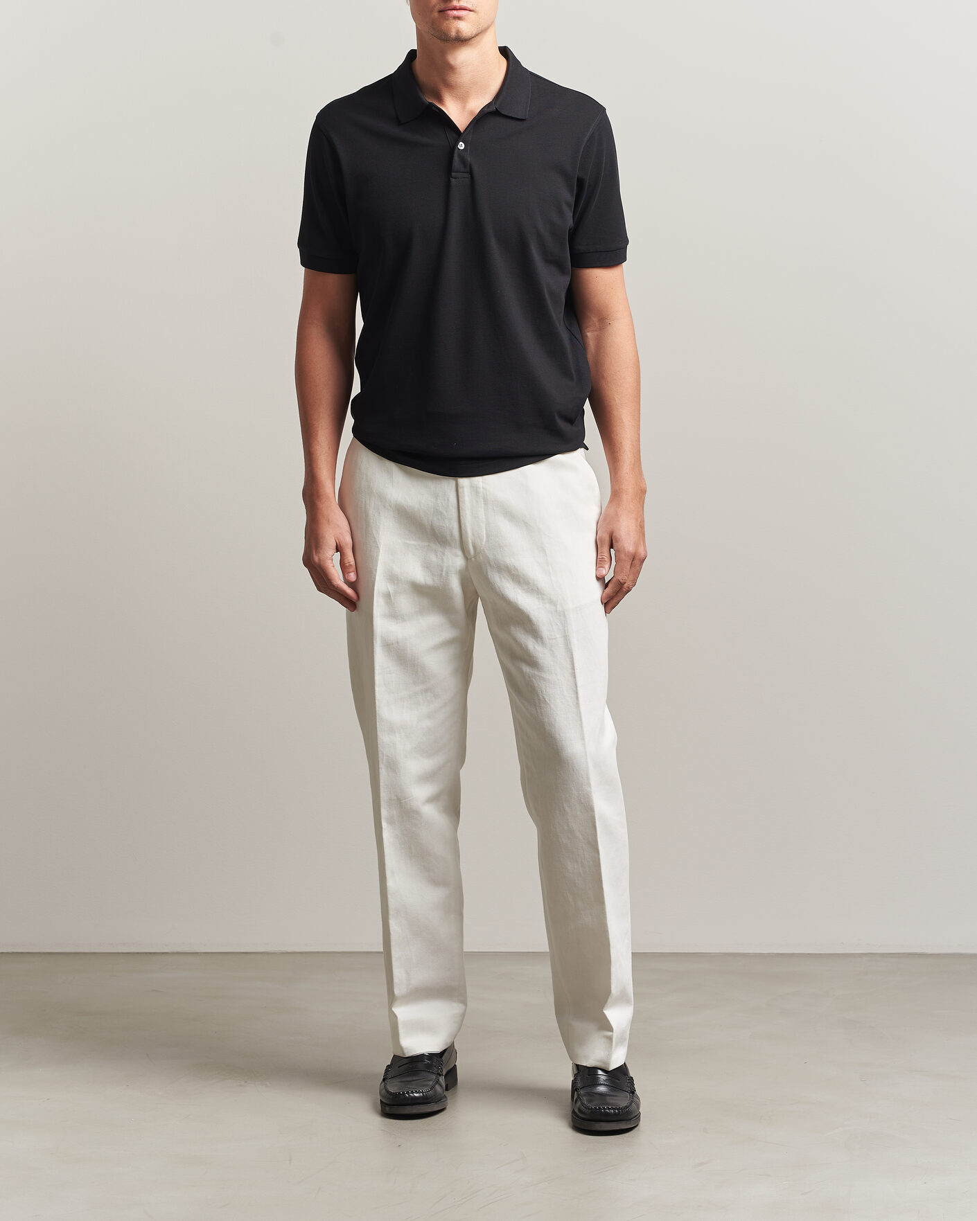 Herre | Polotrøjer | Sunspel | Short Sleeve Pique Polo Black