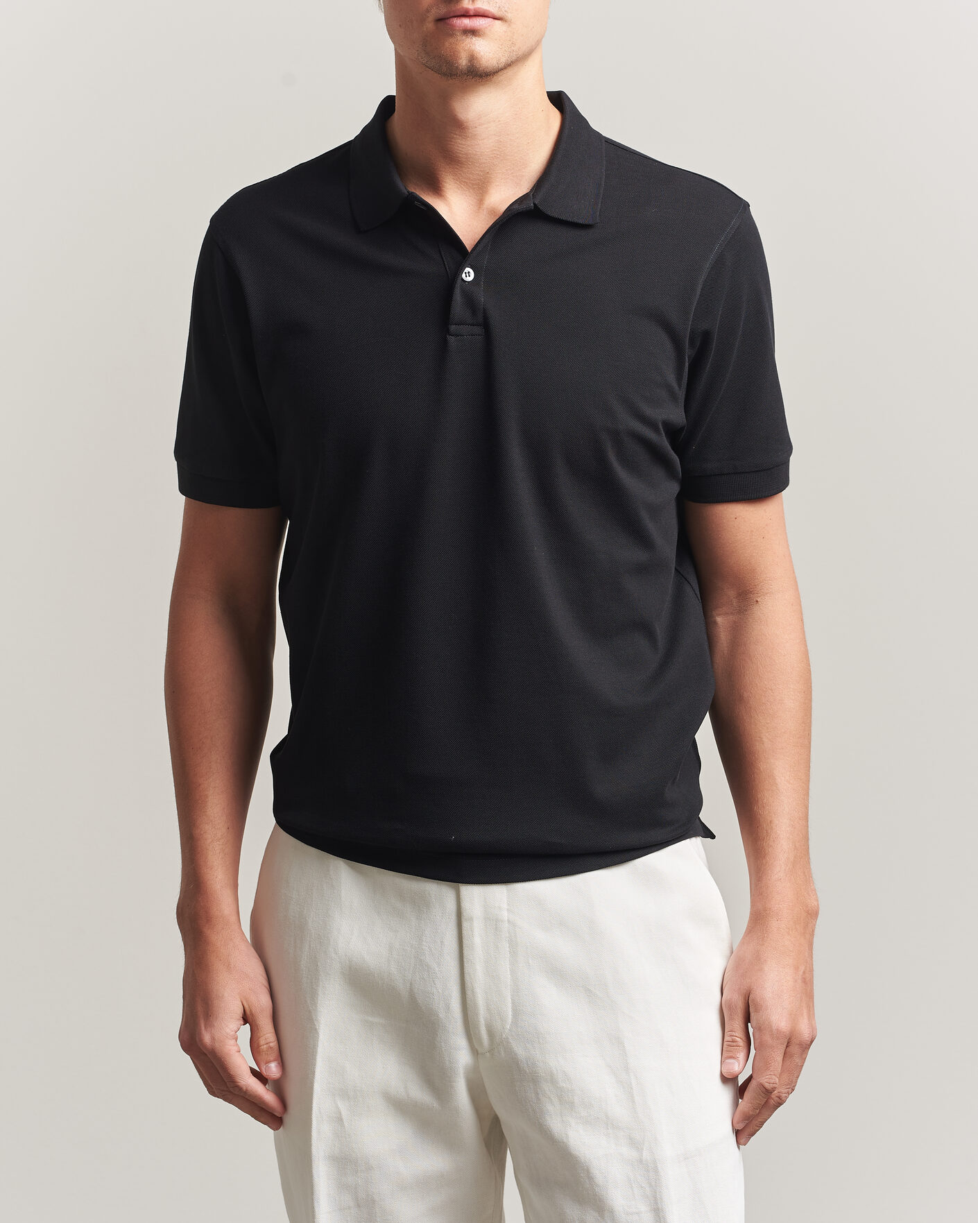 Herre | Polotrøjer | Sunspel | Short Sleeve Pique Polo Black
