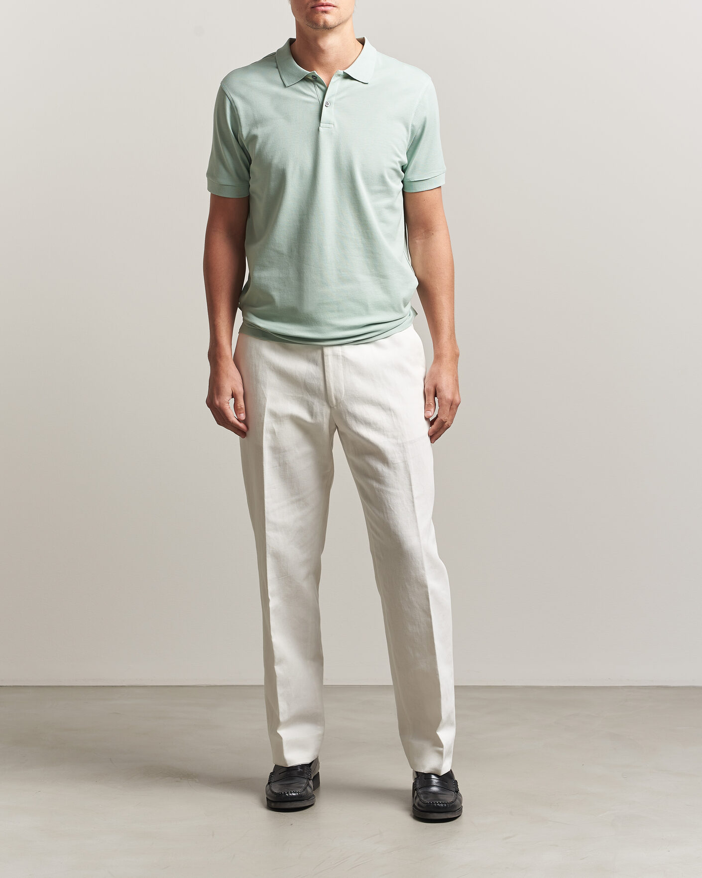 Herre | Polotrøjer | Sunspel | Short Sleeve Pique Polo Laurel Green