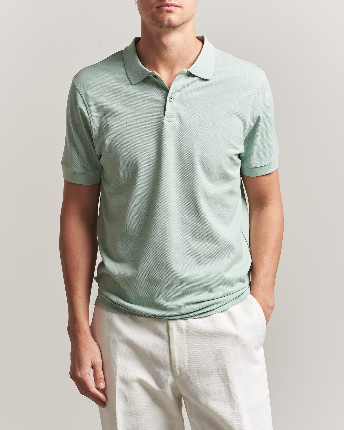 Herre | Polotrøjer | Sunspel | Short Sleeve Pique Polo Laurel Green